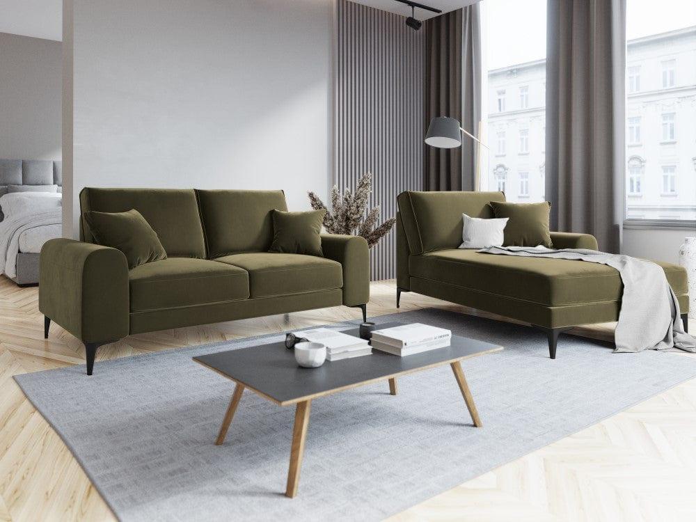 Sofa aksamitna 2-osobowa MADARA zielony z czarną podstawą Mazzini Sofas    Eye on Design