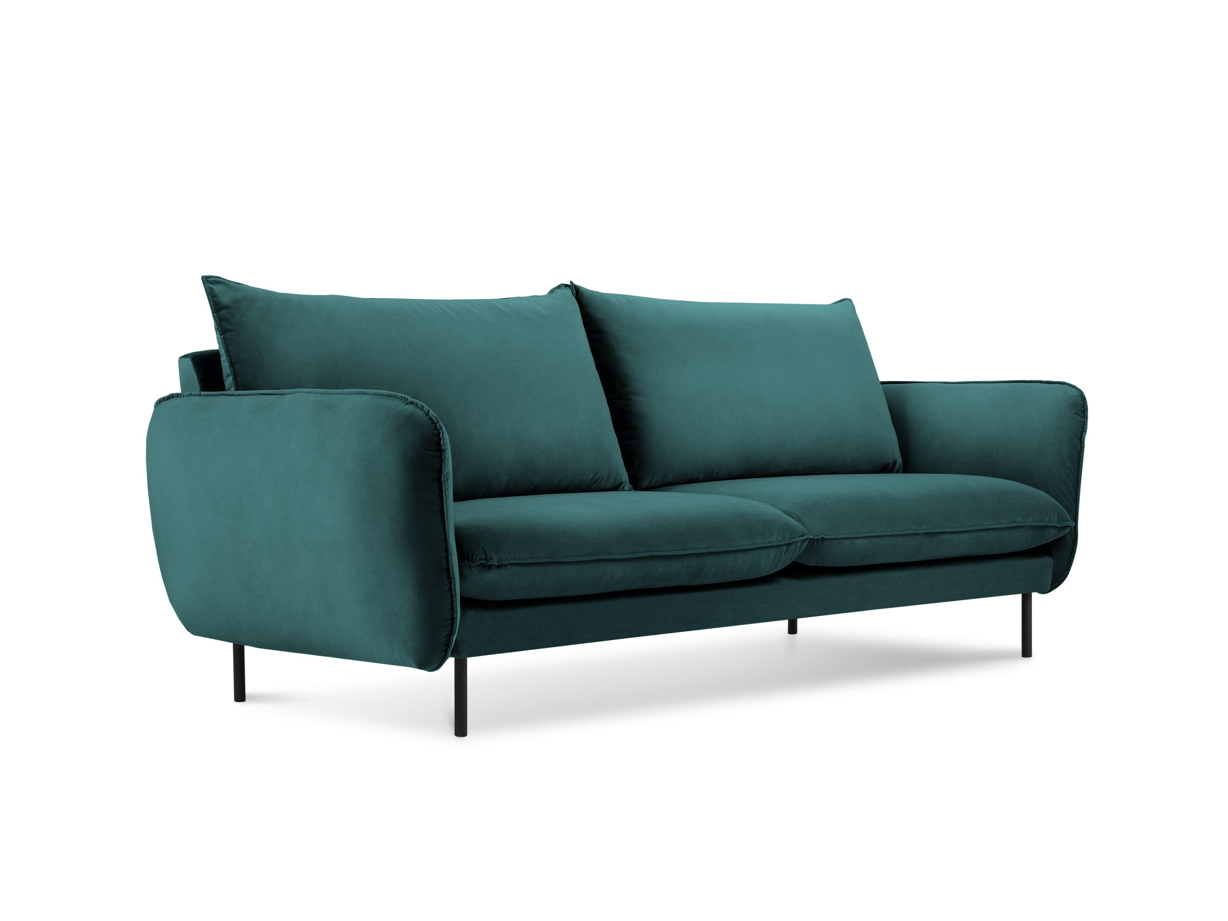 Sofa aksamitna 2-osobowa VIENNA morski z czarną podstawą Cosmopolitan Design    Eye on Design