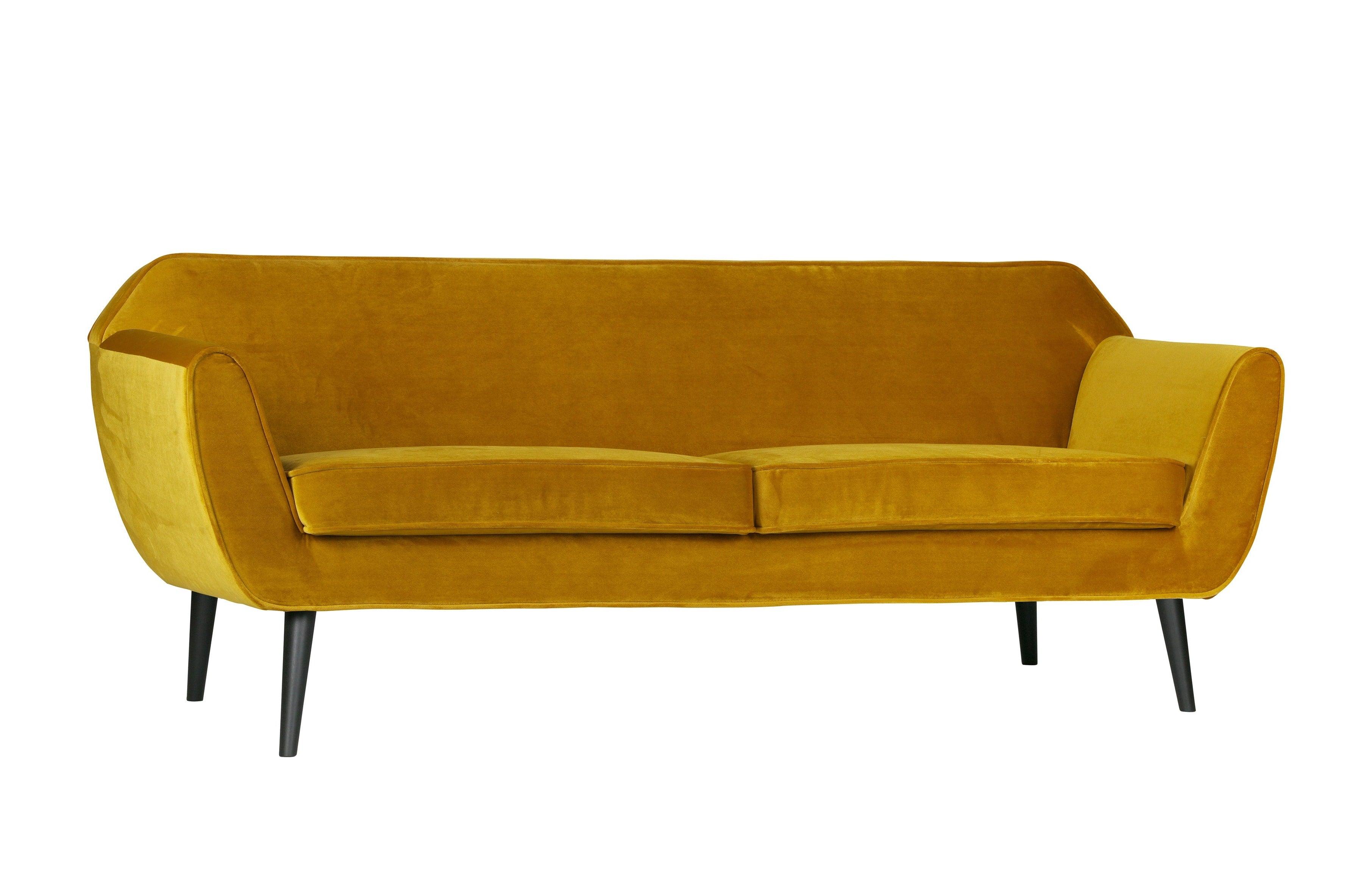 Sofa aksamitna 2,5-osobowa ROCCO musztardowy Woood    Eye on Design