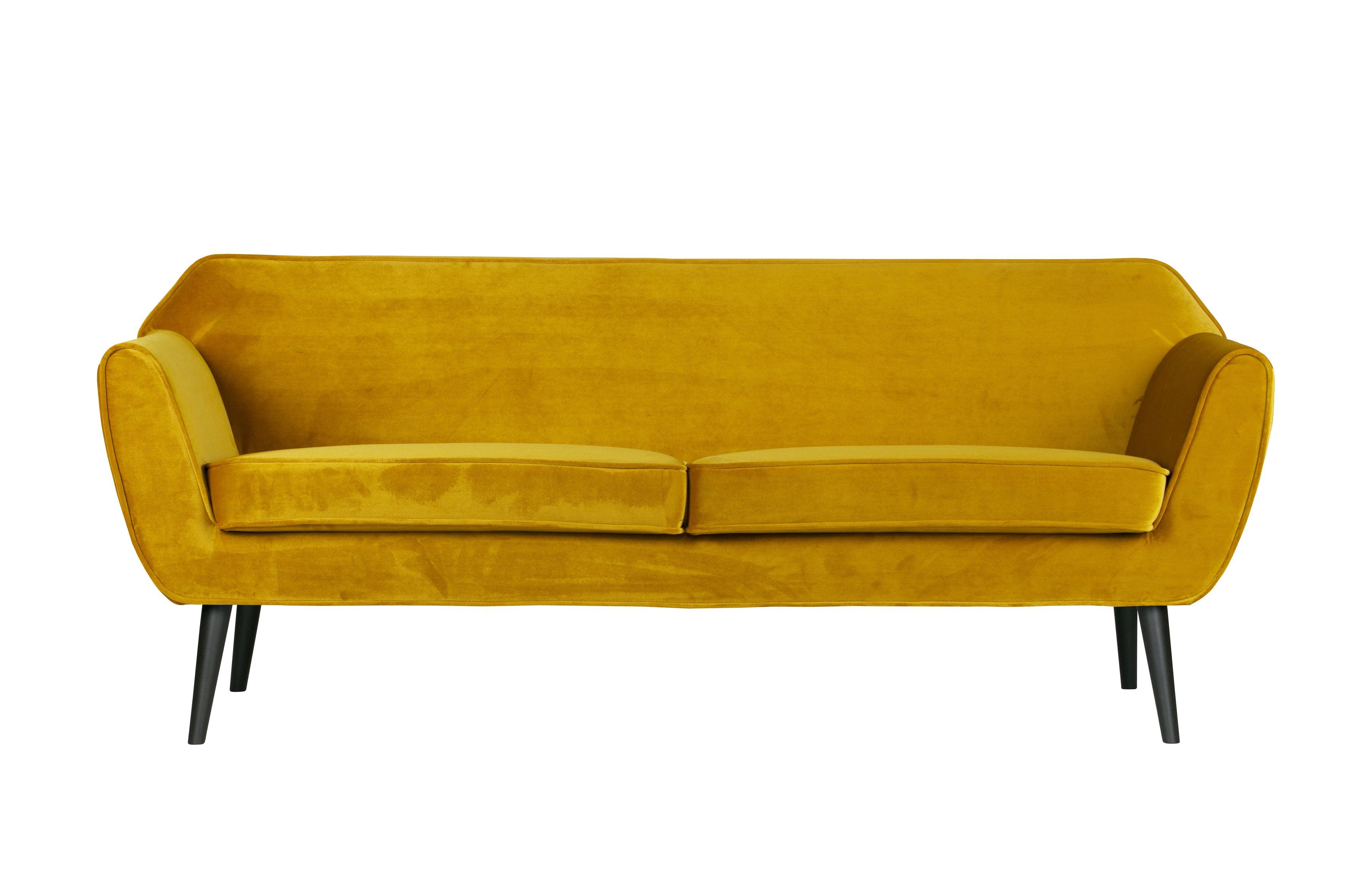 Sofa aksamitna 2,5-osobowa ROCCO musztardowy Woood    Eye on Design