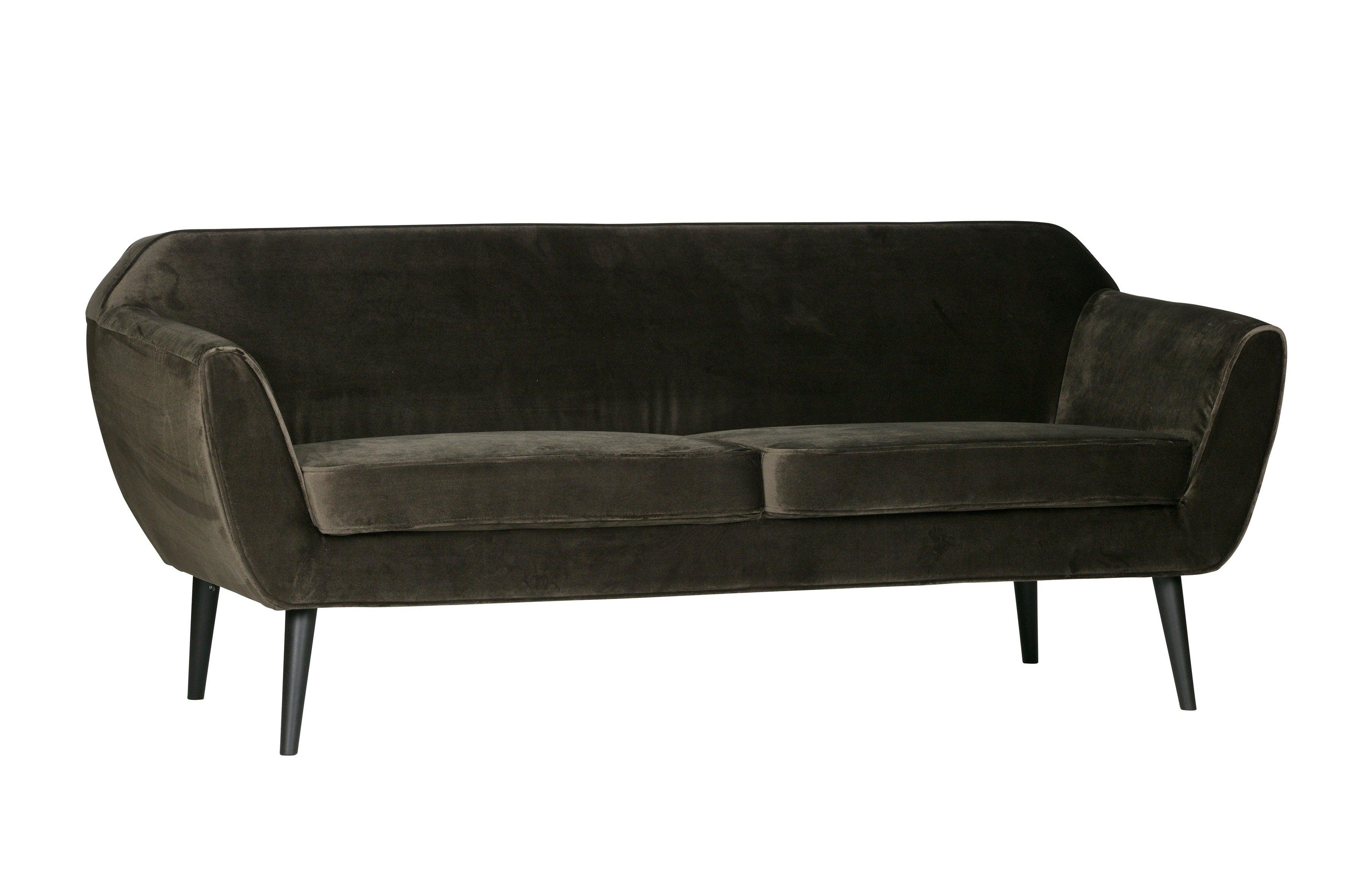Sofa aksamitna 2,5-osobowa ROCCO oliwkowy Woood    Eye on Design
