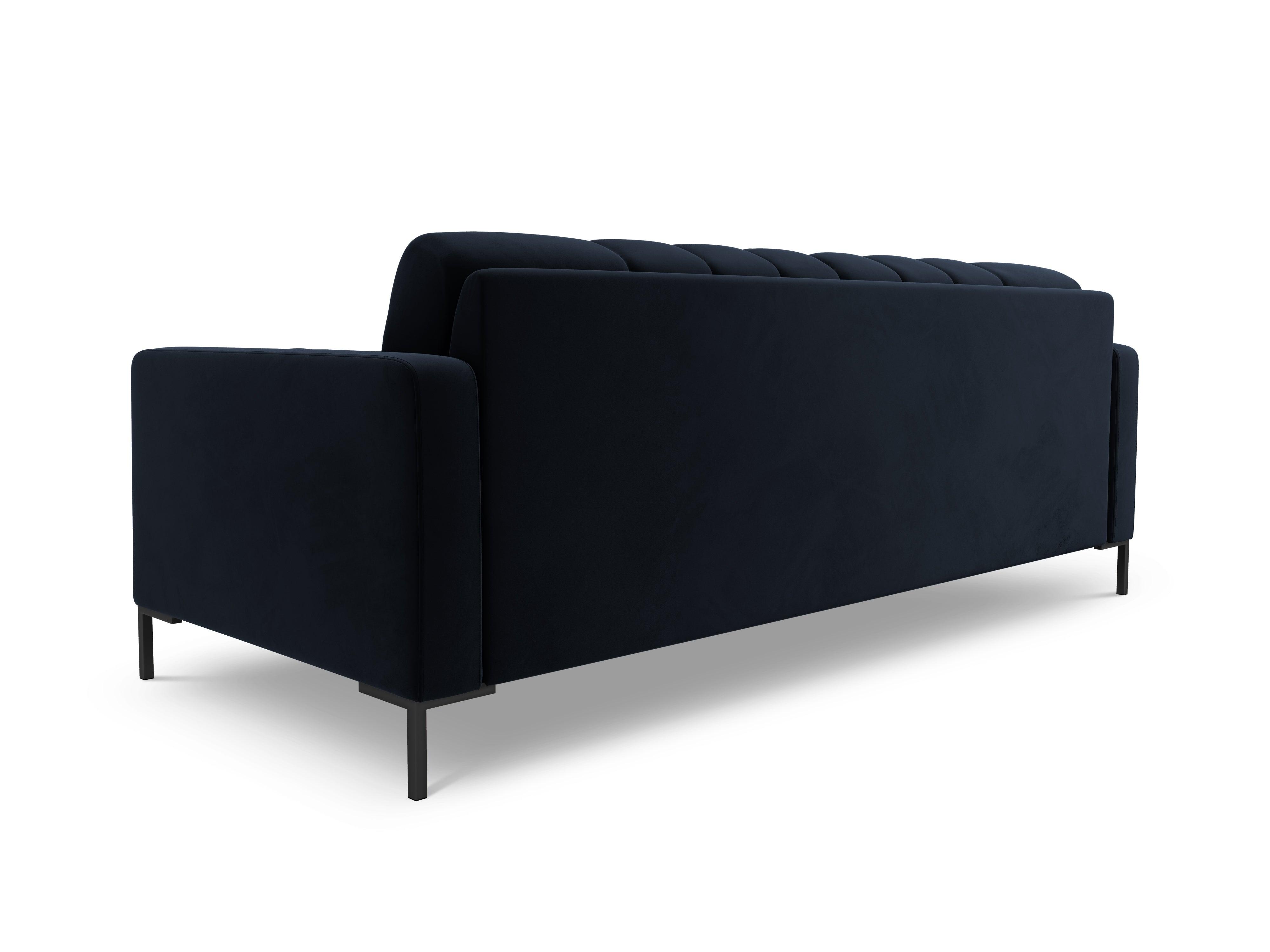 Sofa aksamitna 3-osobowa BALI ciemnoniebieski z czarną podstawą Cosmopolitan Design    Eye on Design