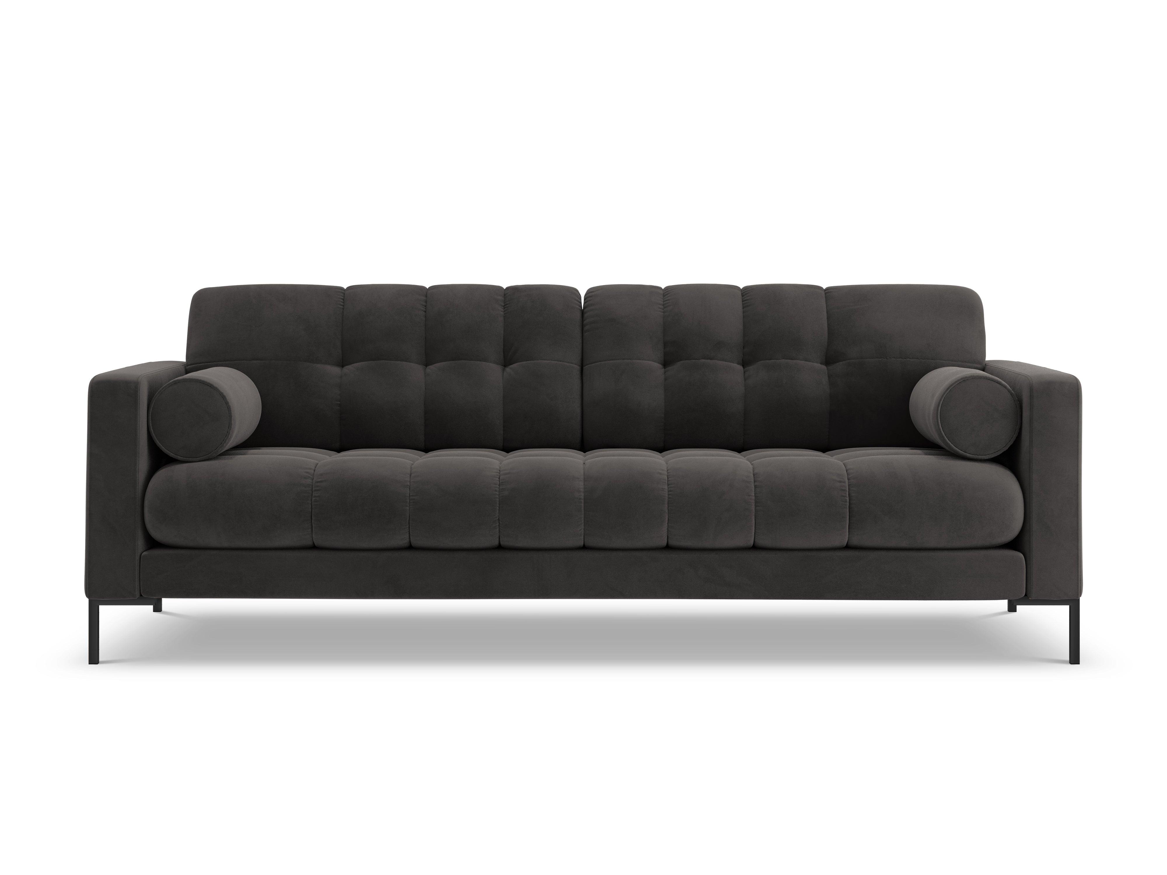 Sofa aksamitna 3-osobowa BALI ciemnoszary z czarną podstawą Cosmopolitan Design    Eye on Design