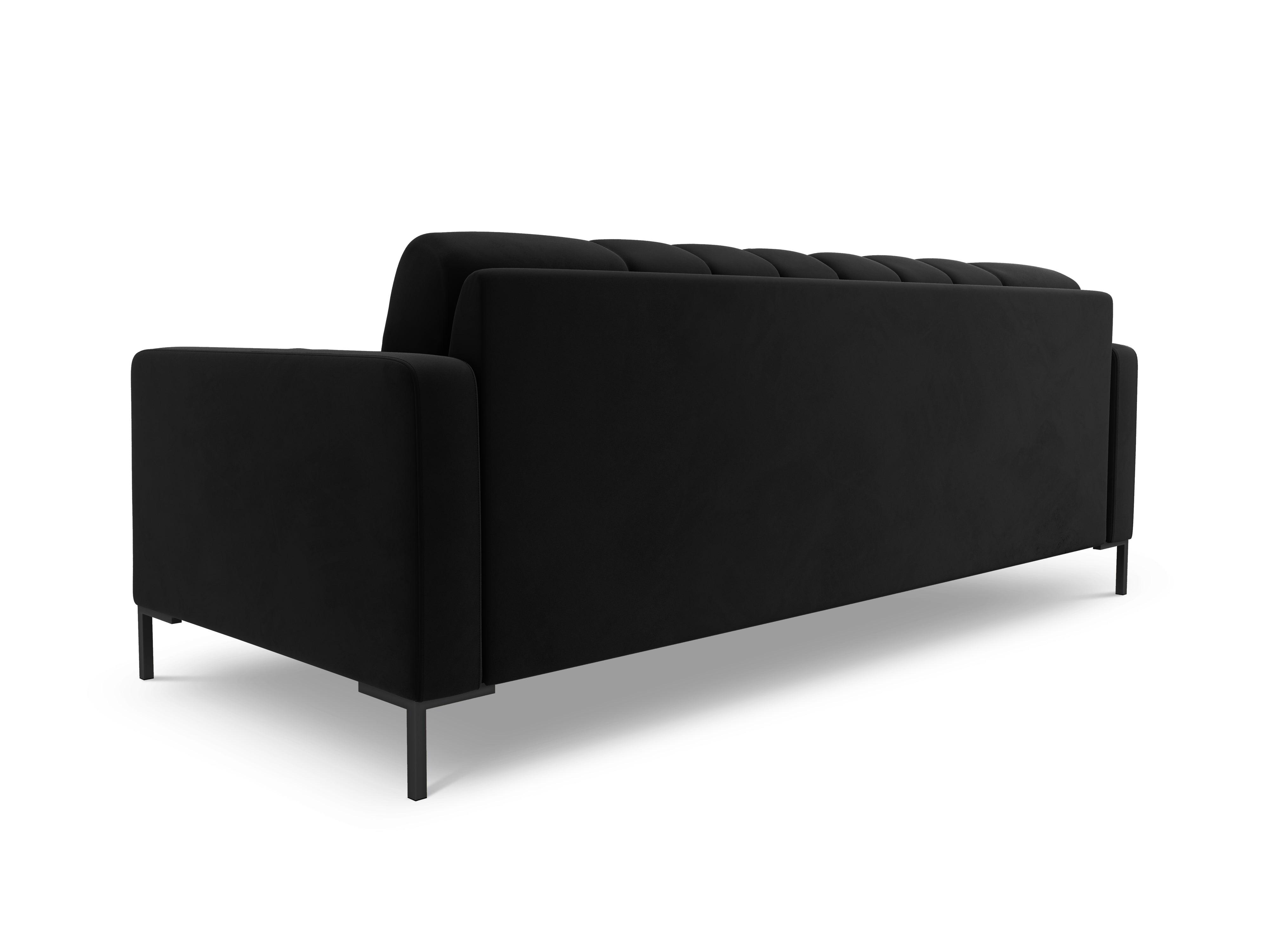 Sofa aksamitna 3-osobowa BALI czarny z czarną podstawą Cosmopolitan Design    Eye on Design