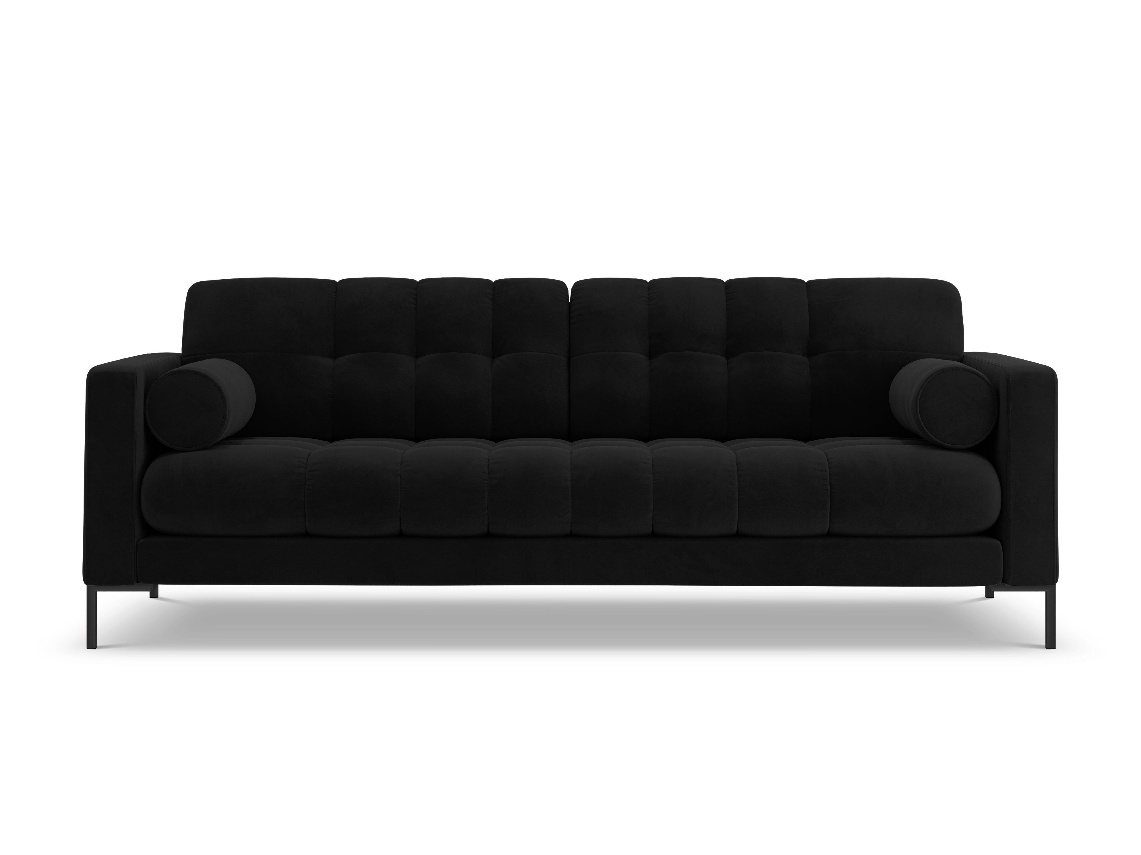 Sofa aksamitna 3-osobowa BALI czarny z czarną podstawą Cosmopolitan Design    Eye on Design