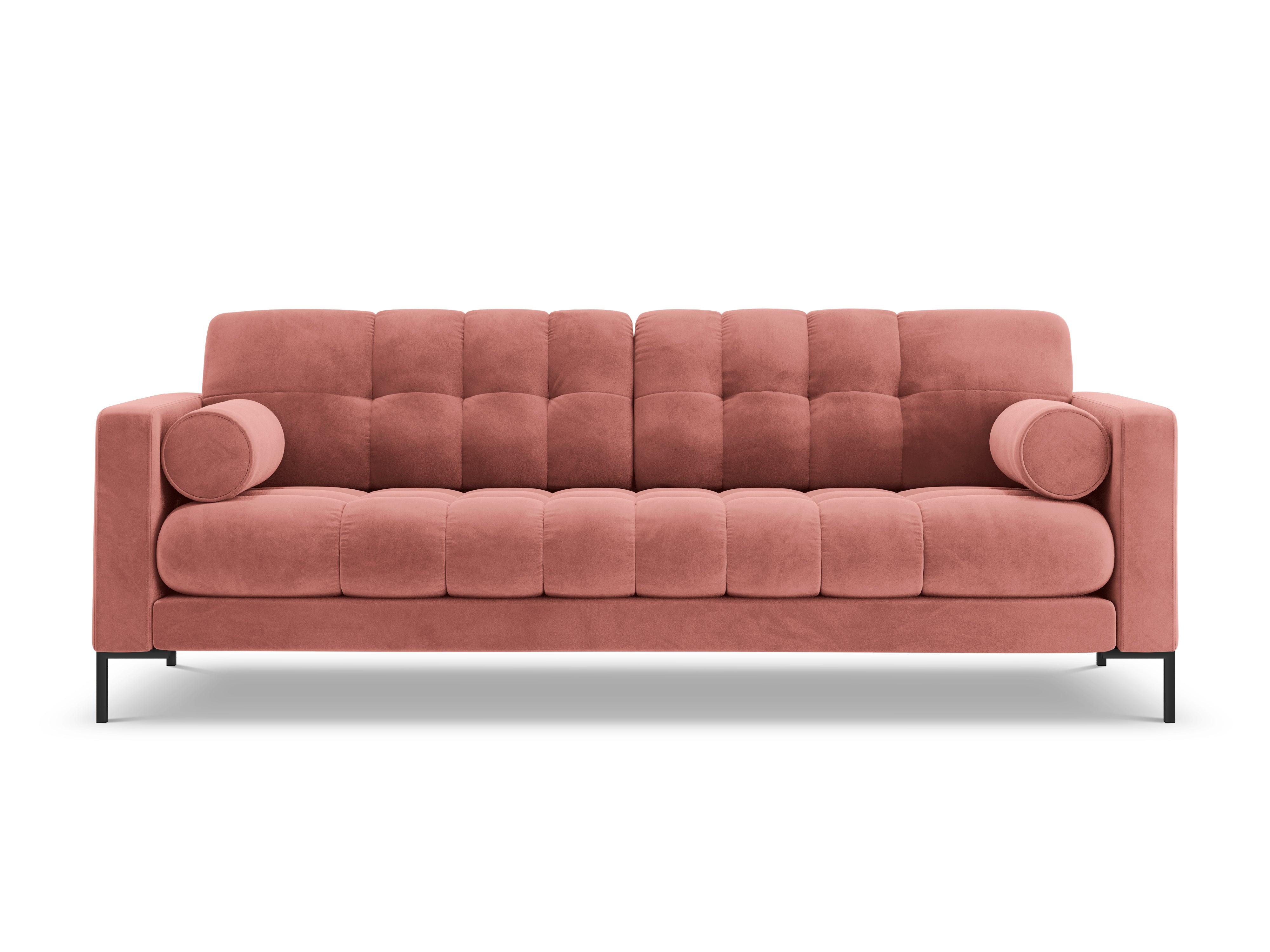 Sofa aksamitna 3-osobowa BALI różowy z czarną podstawą Cosmopolitan Design    Eye on Design