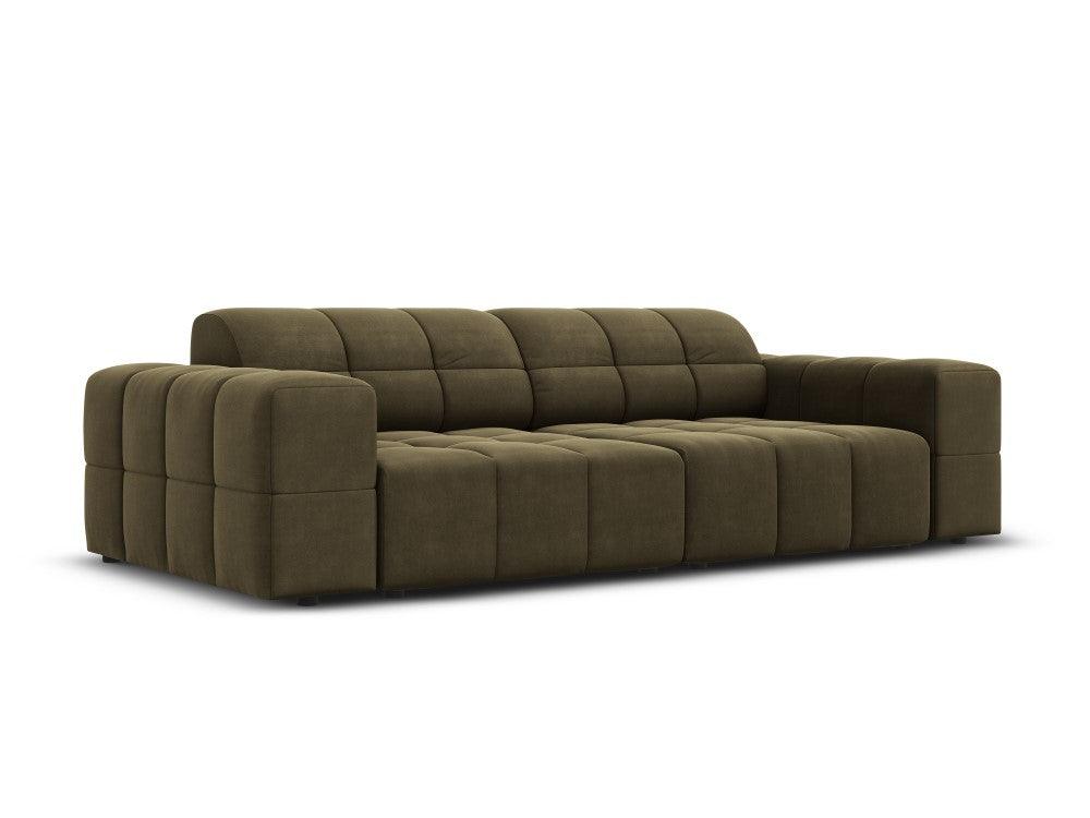 Sofa aksamitna 3-osobowa CHICAGO oliwkowy Cosmopolitan Design    Eye on Design