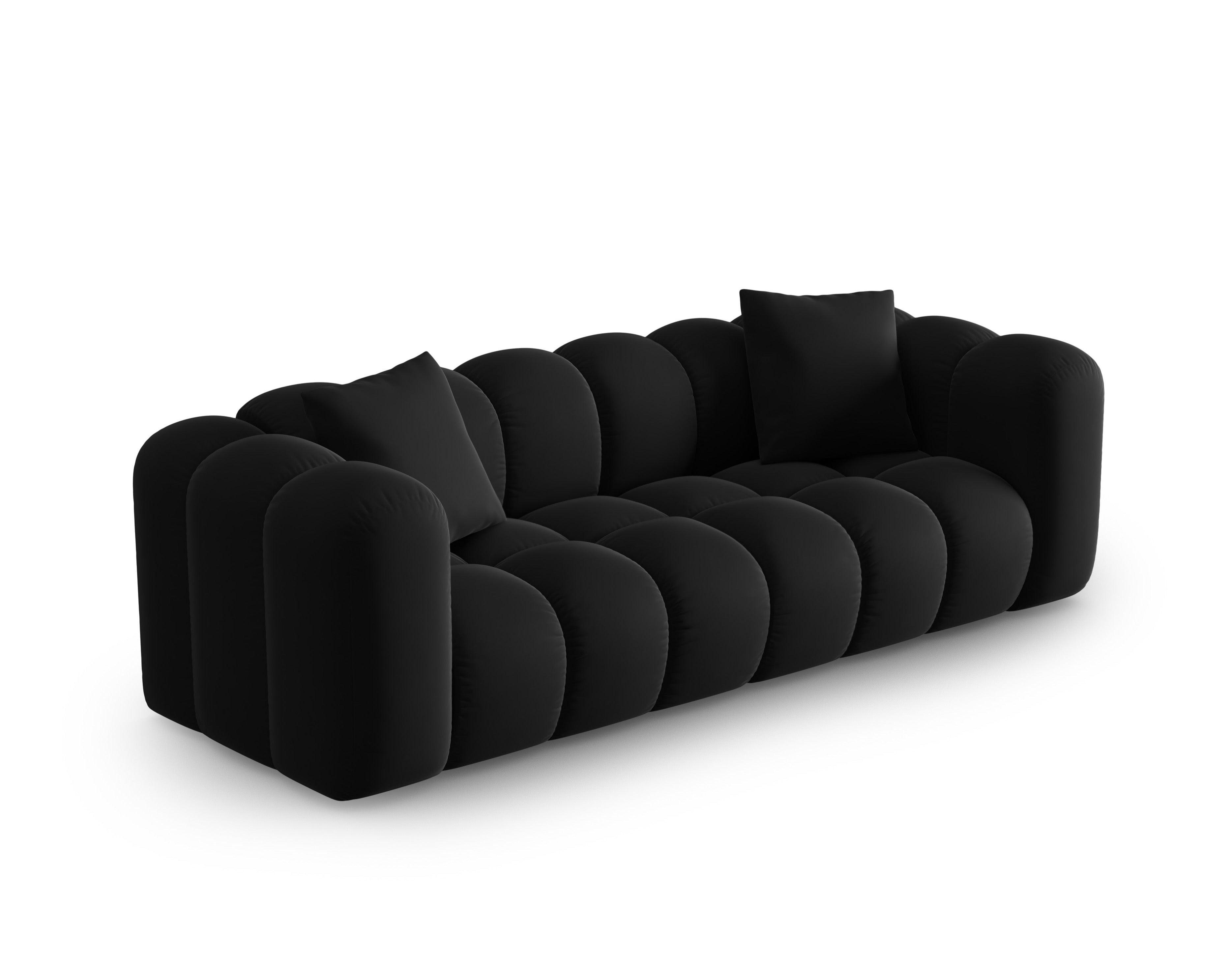 Sofa aksamitna 3-osobowa HALLEY czarny Windsor & Co    Eye on Design