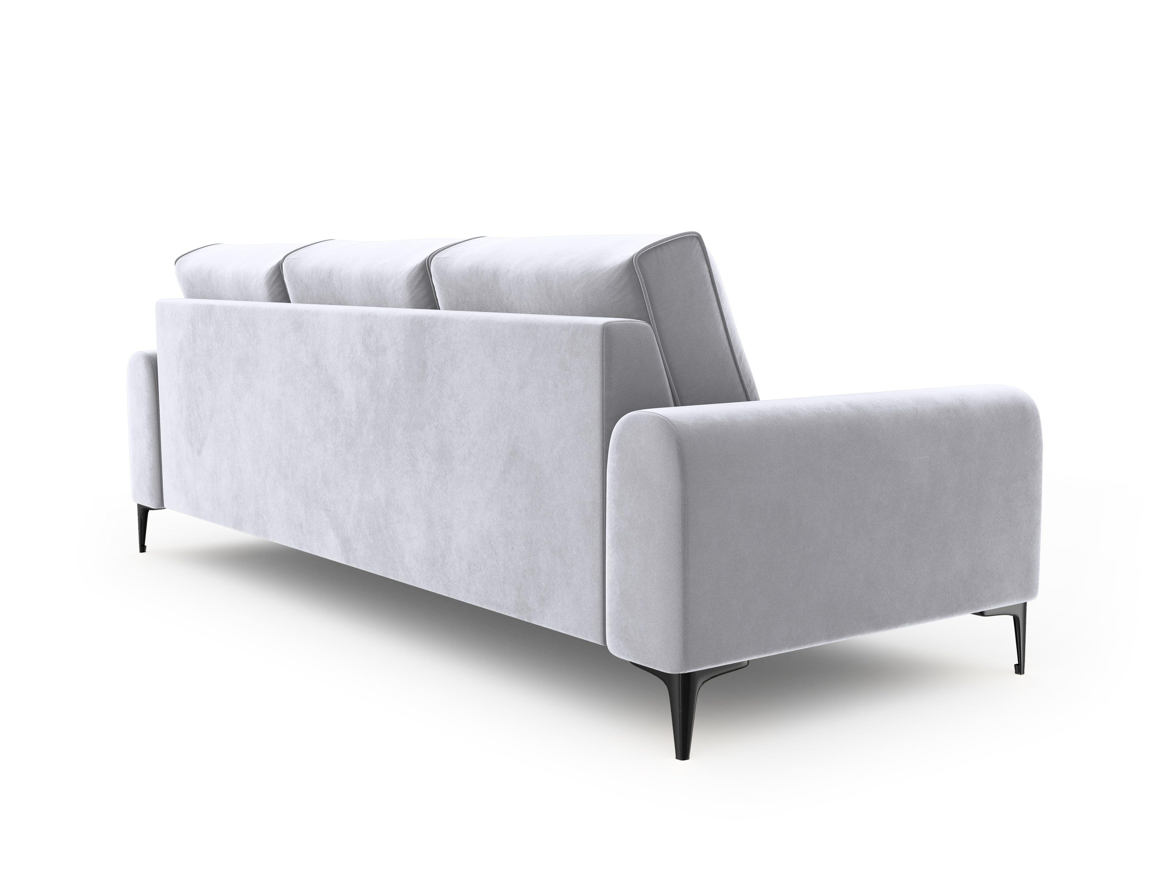 Sofa aksamitna 3-osobowa MADARA srebrny z czarną podstawą Mazzini Sofas    Eye on Design