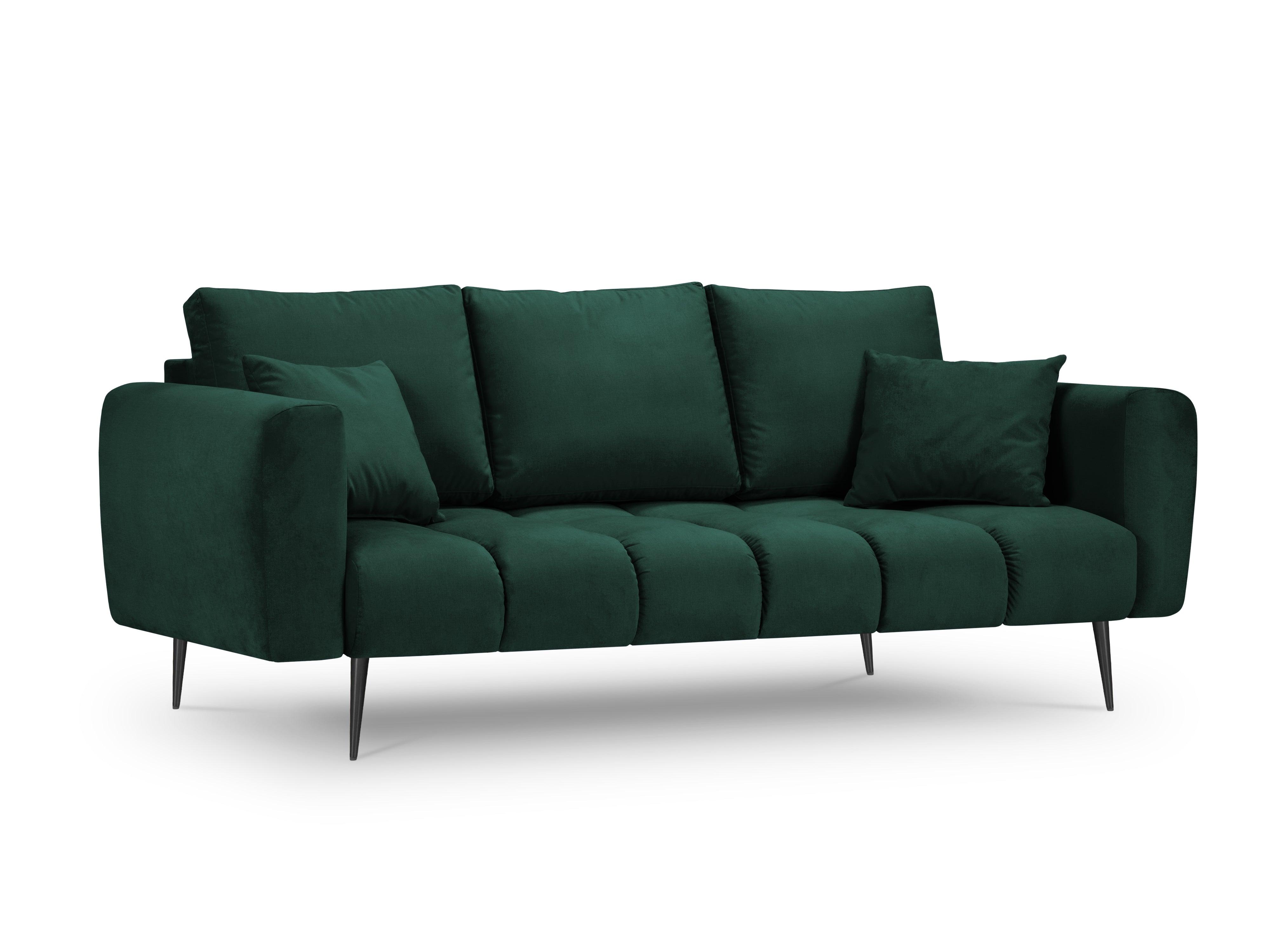 Sofa aksamitna 3-osobowa OCTAVE butelkowa zieleń z czarną podstawą Interieurs 86    Eye on Design