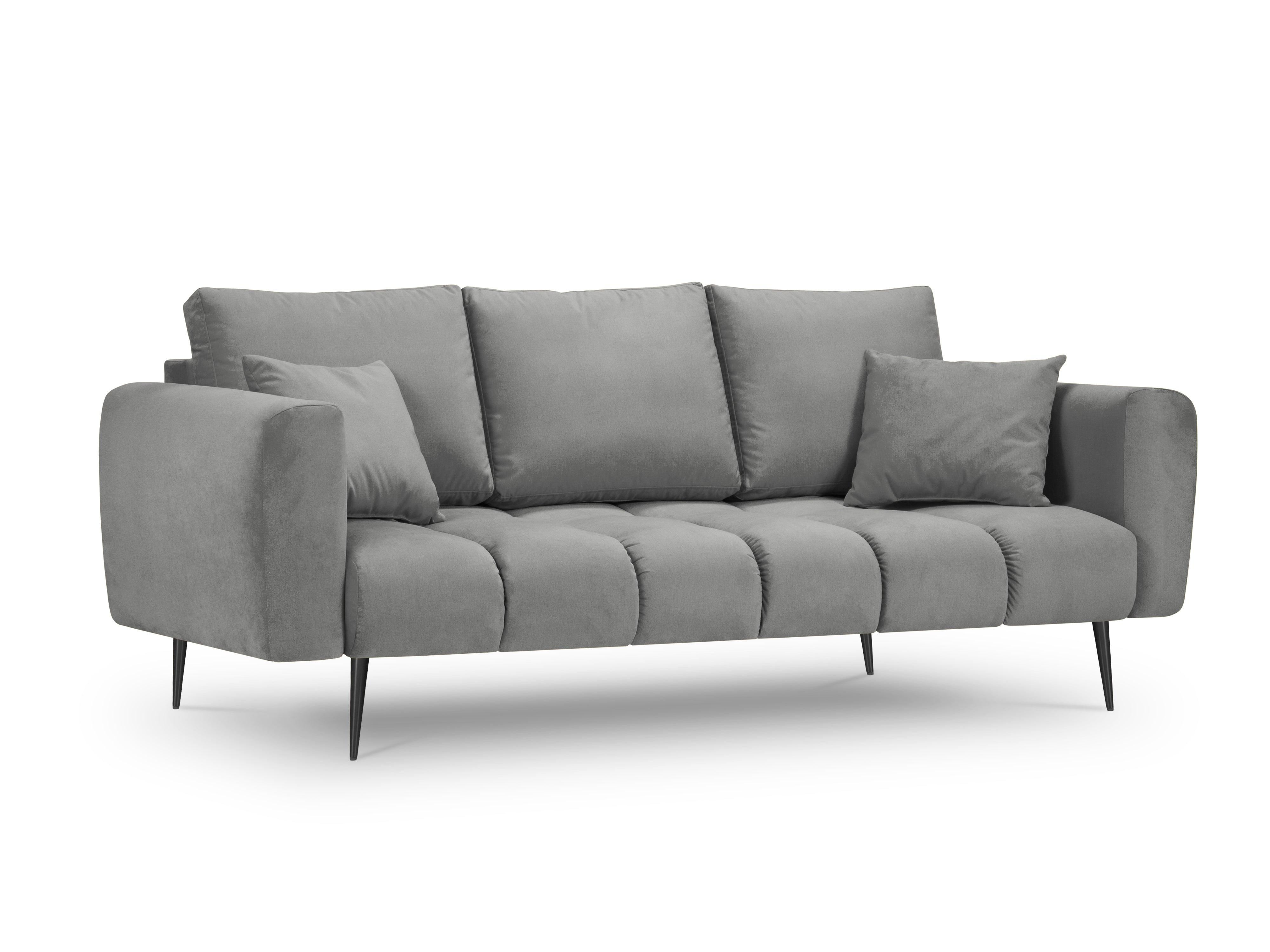 Sofa aksamitna 3-osobowa OCTAVE szary z czarną podstawą Interieurs 86    Eye on Design