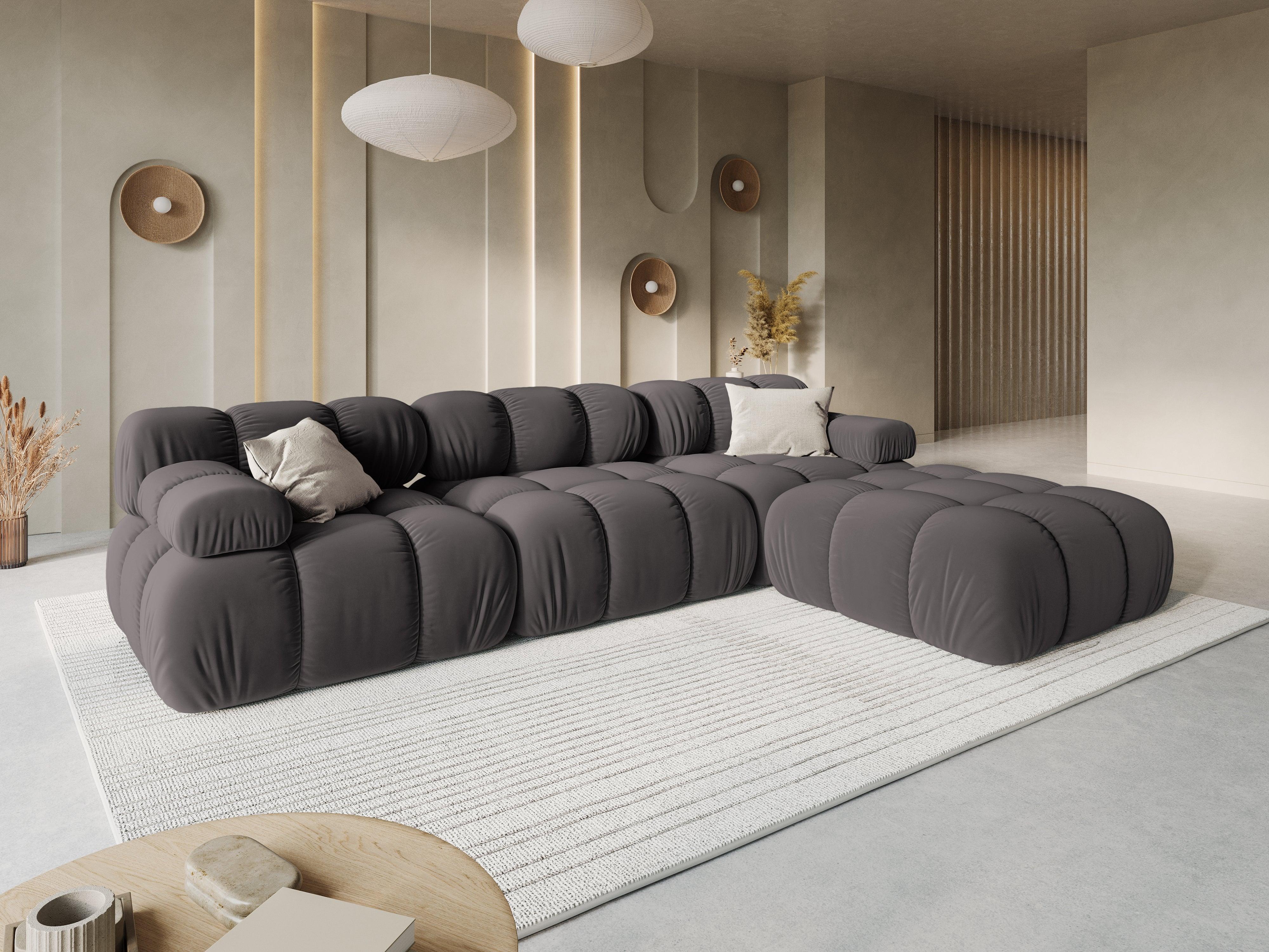 Sofa aksamitna 3-osobowa TROPEA ciemnoszary Milo Casa    Eye on Design