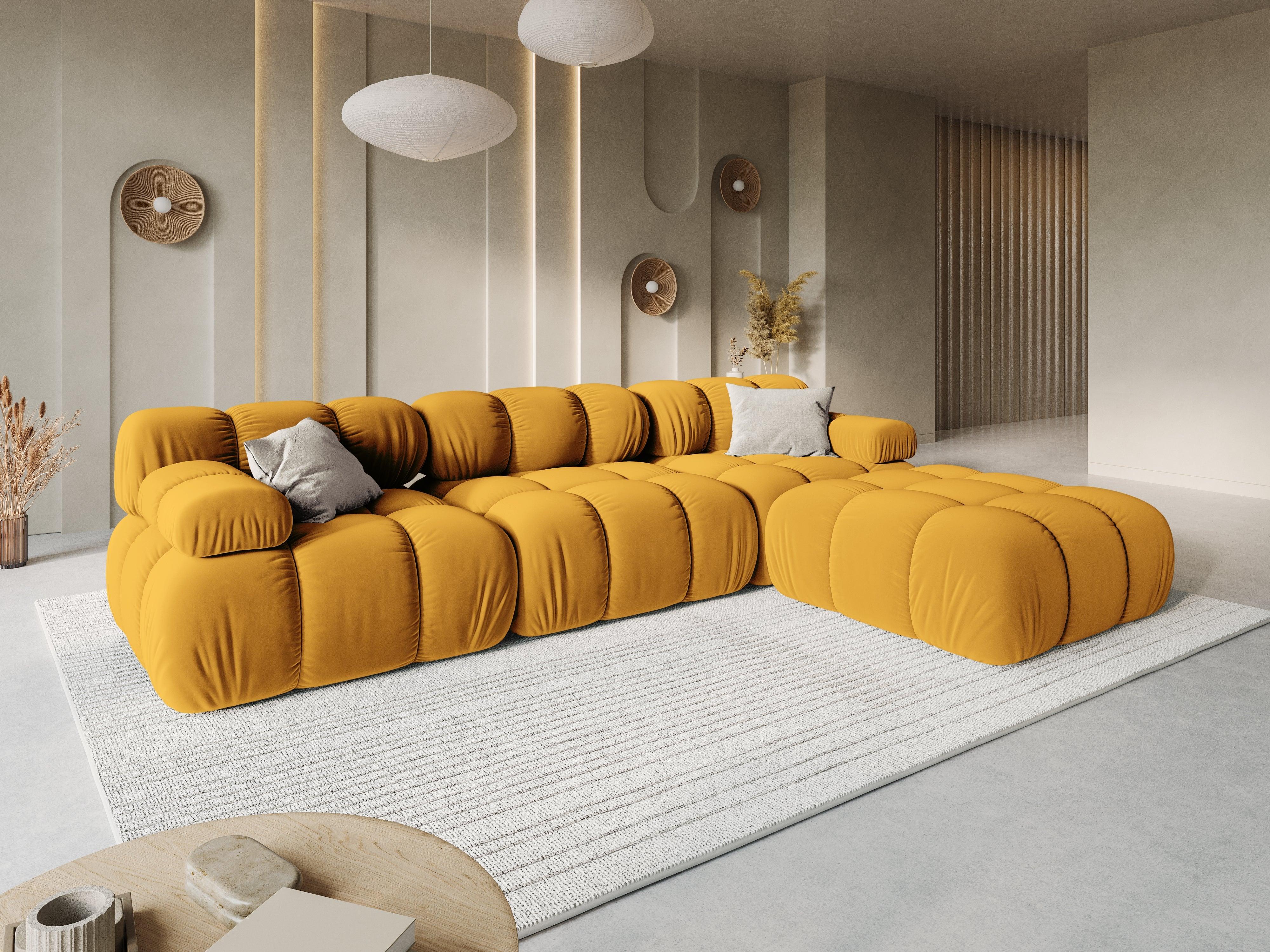 Sofa aksamitna 3-osobowa TROPEA musztardowy Milo Casa    Eye on Design