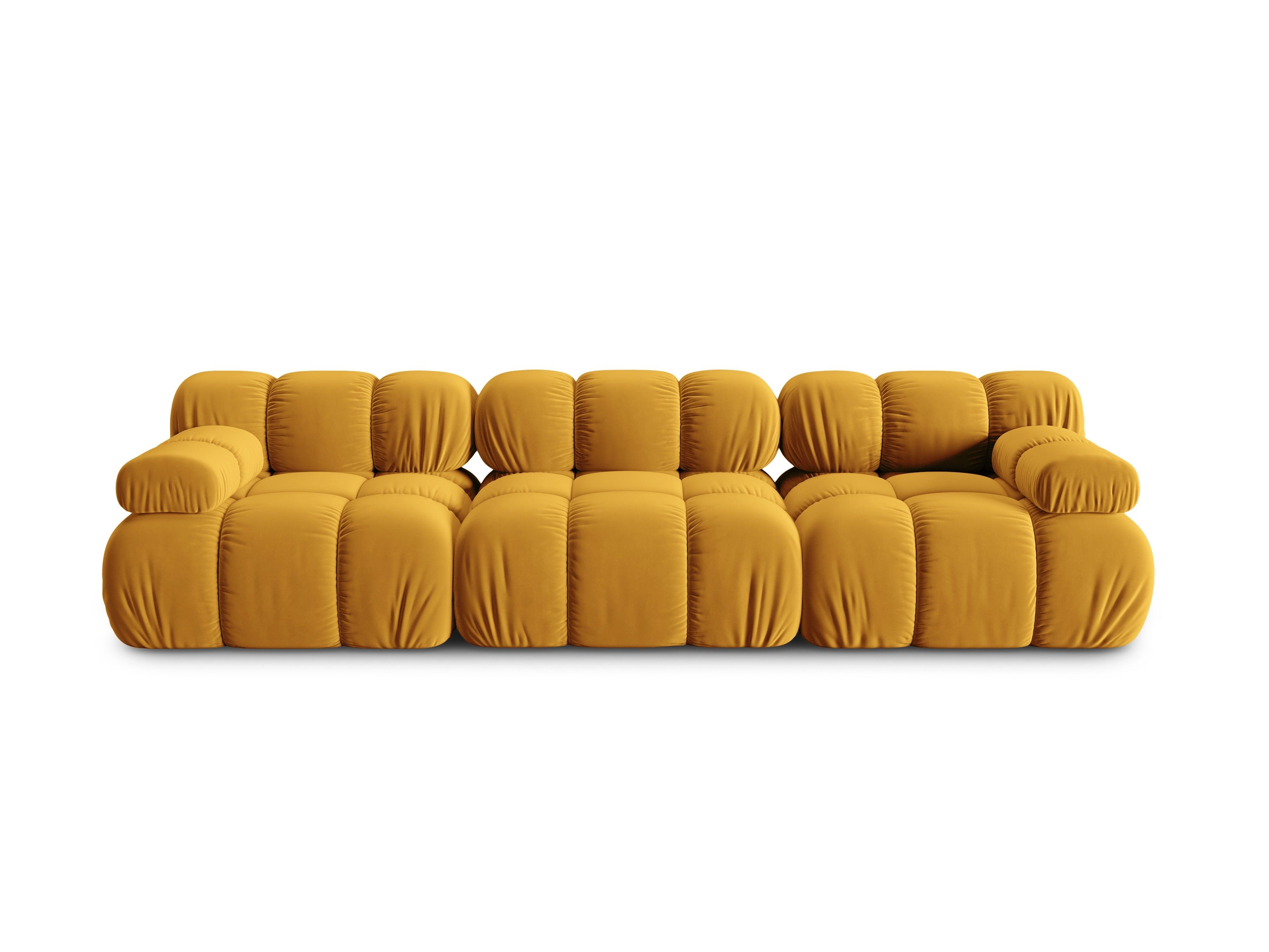 Sofa aksamitna 3-osobowa TROPEA musztardowy Milo Casa    Eye on Design