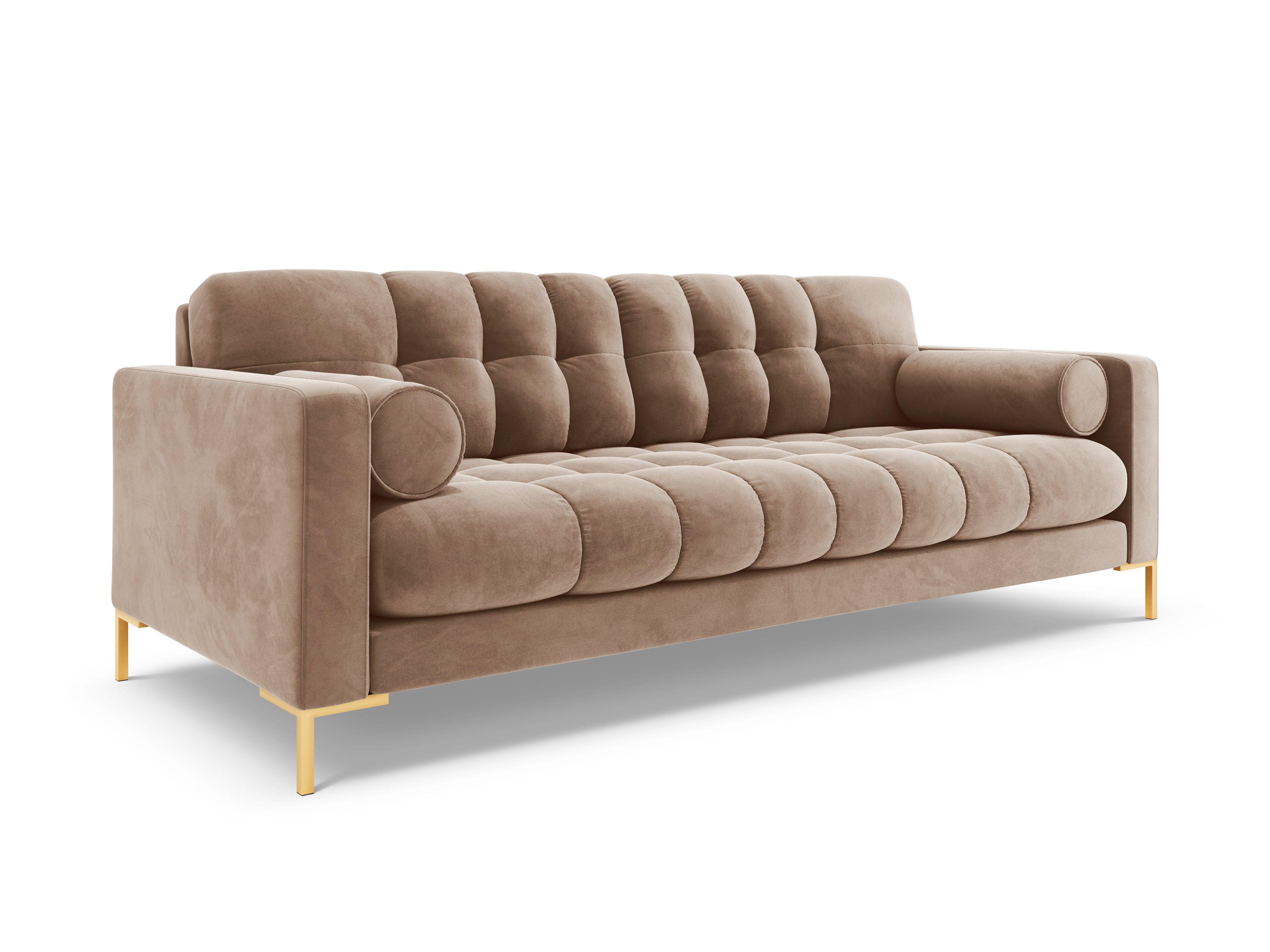 Sofa aksamitna 4-osobowa BALI beżowy ze złotą podstawą Cosmopolitan Design    Eye on Design