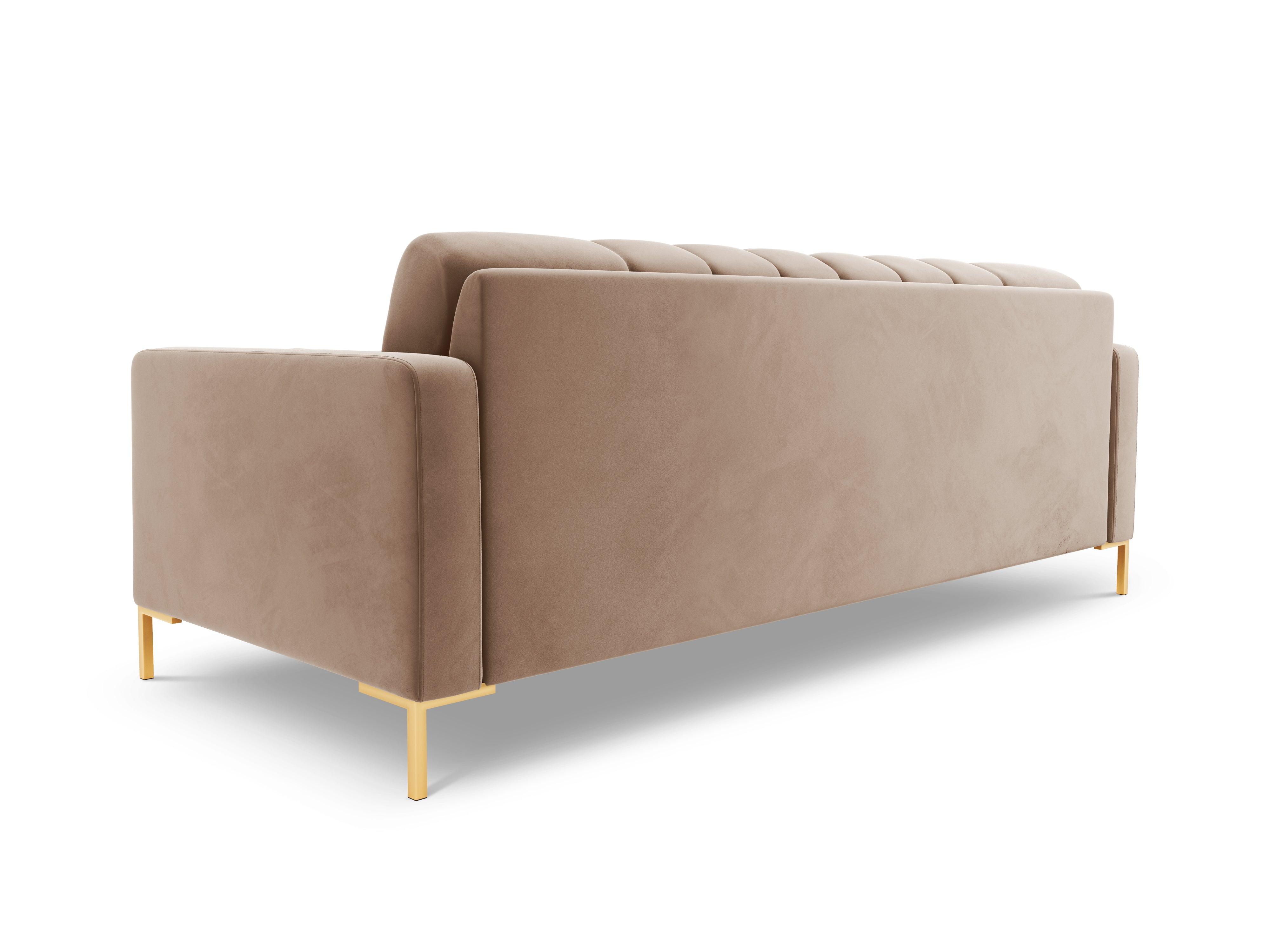 Sofa aksamitna 4-osobowa BALI beżowy ze złotą podstawą Cosmopolitan Design    Eye on Design