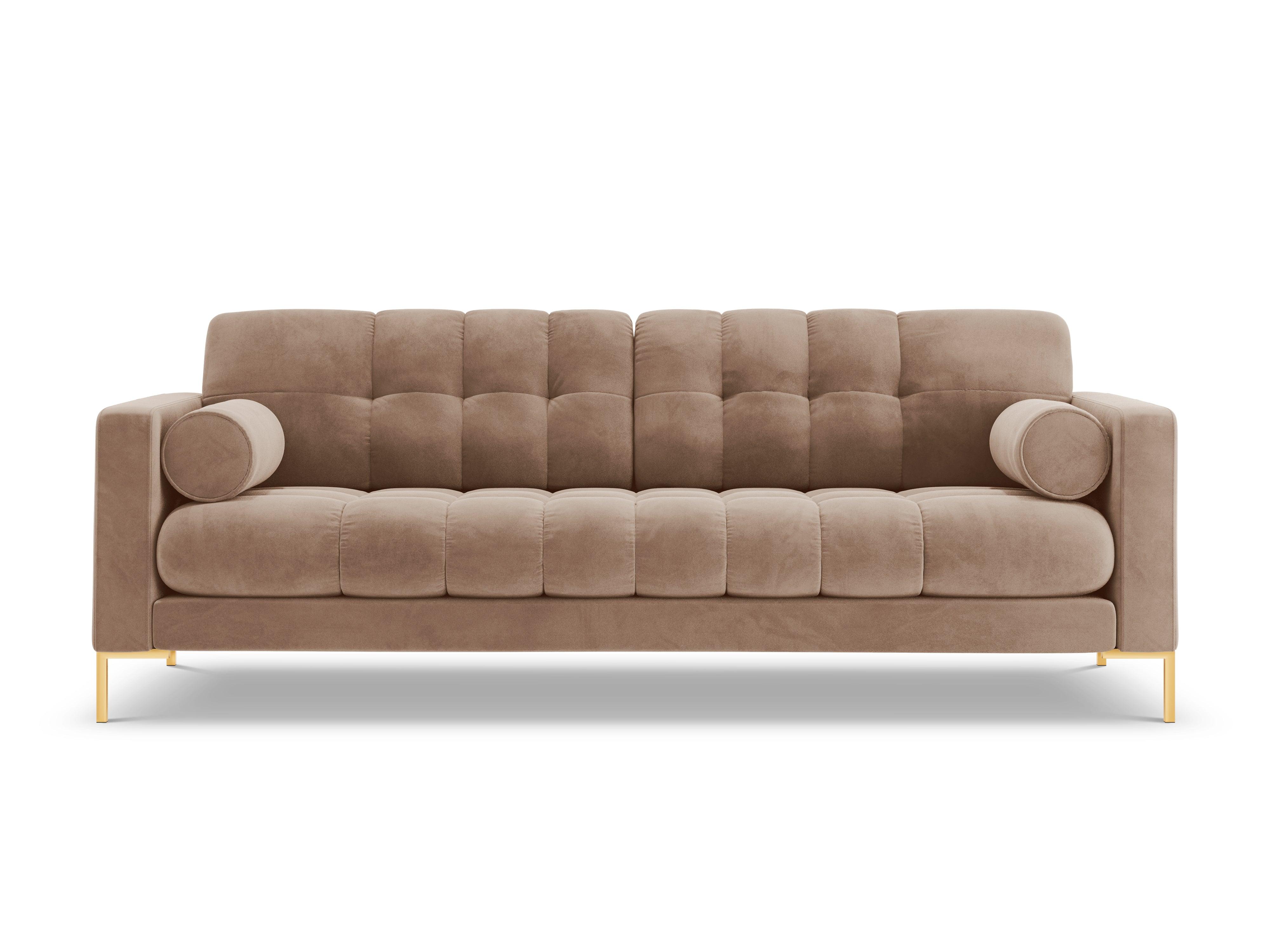 Sofa aksamitna 4-osobowa BALI beżowy ze złotą podstawą Cosmopolitan Design    Eye on Design