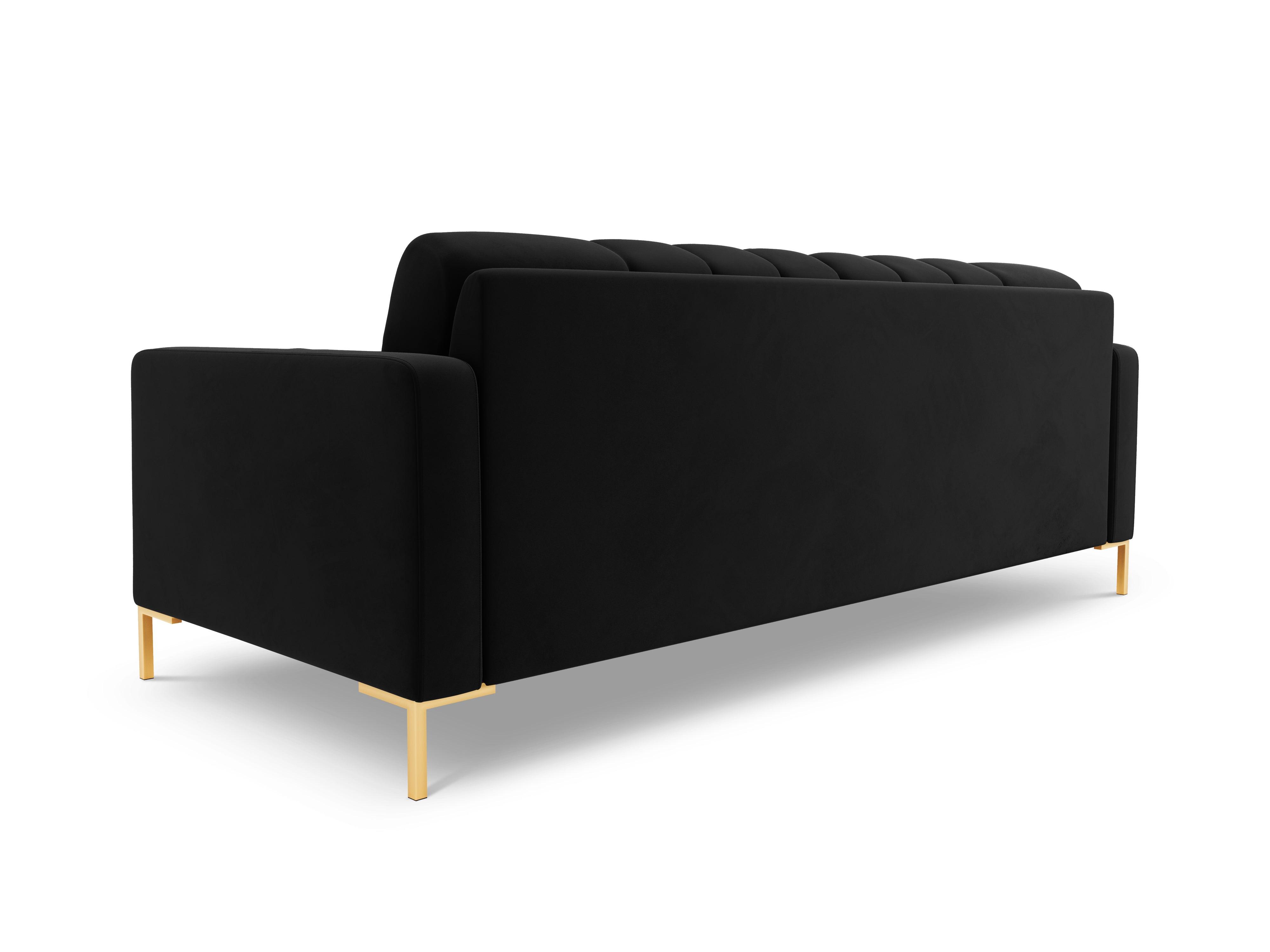 Sofa aksamitna 4-osobowa BALI czarny ze złotą podstawą Cosmopolitan Design    Eye on Design