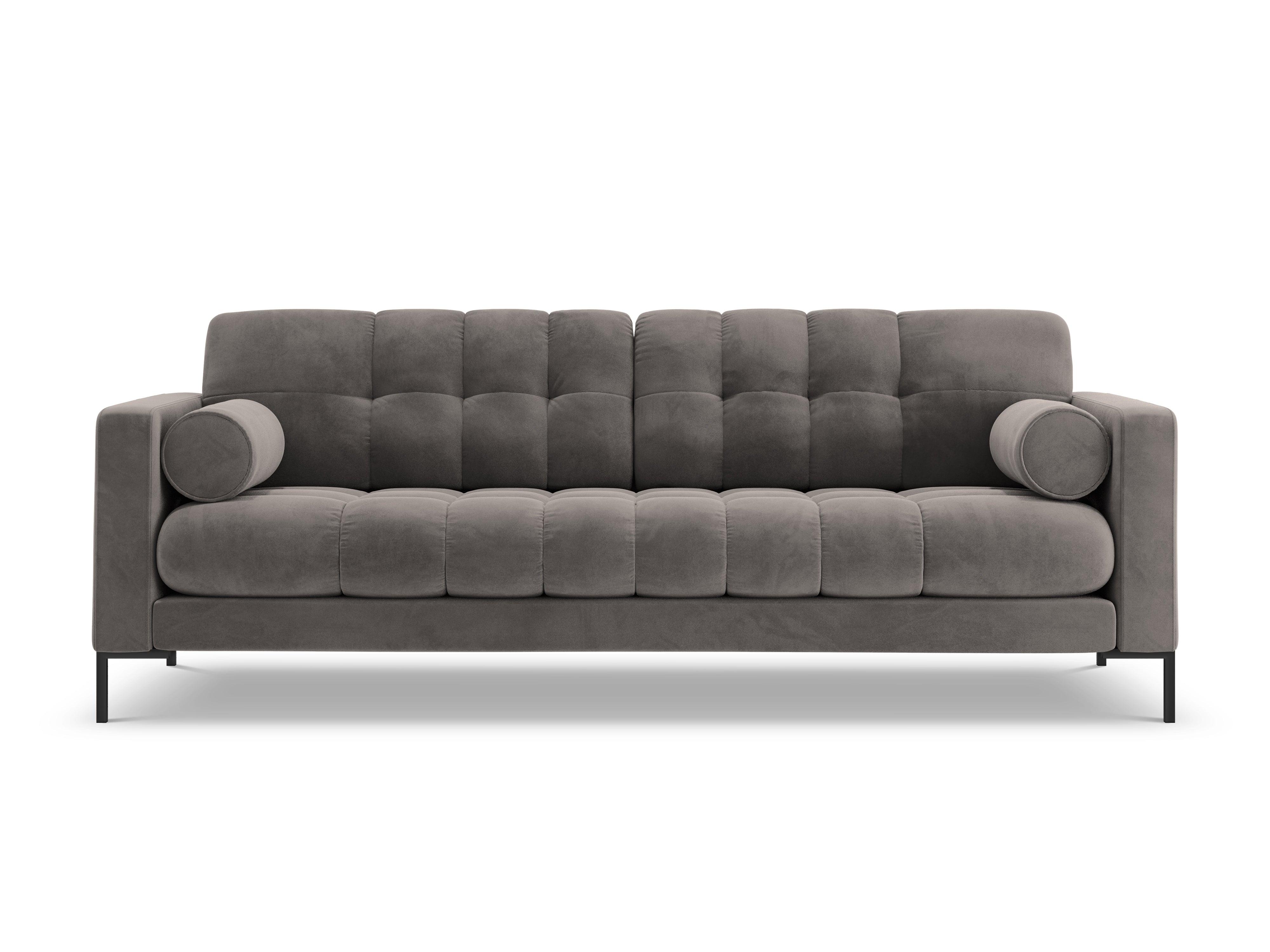 Sofa aksamitna 4-osobowa BALI jasnoszary z czarną podstawą Cosmopolitan Design    Eye on Design