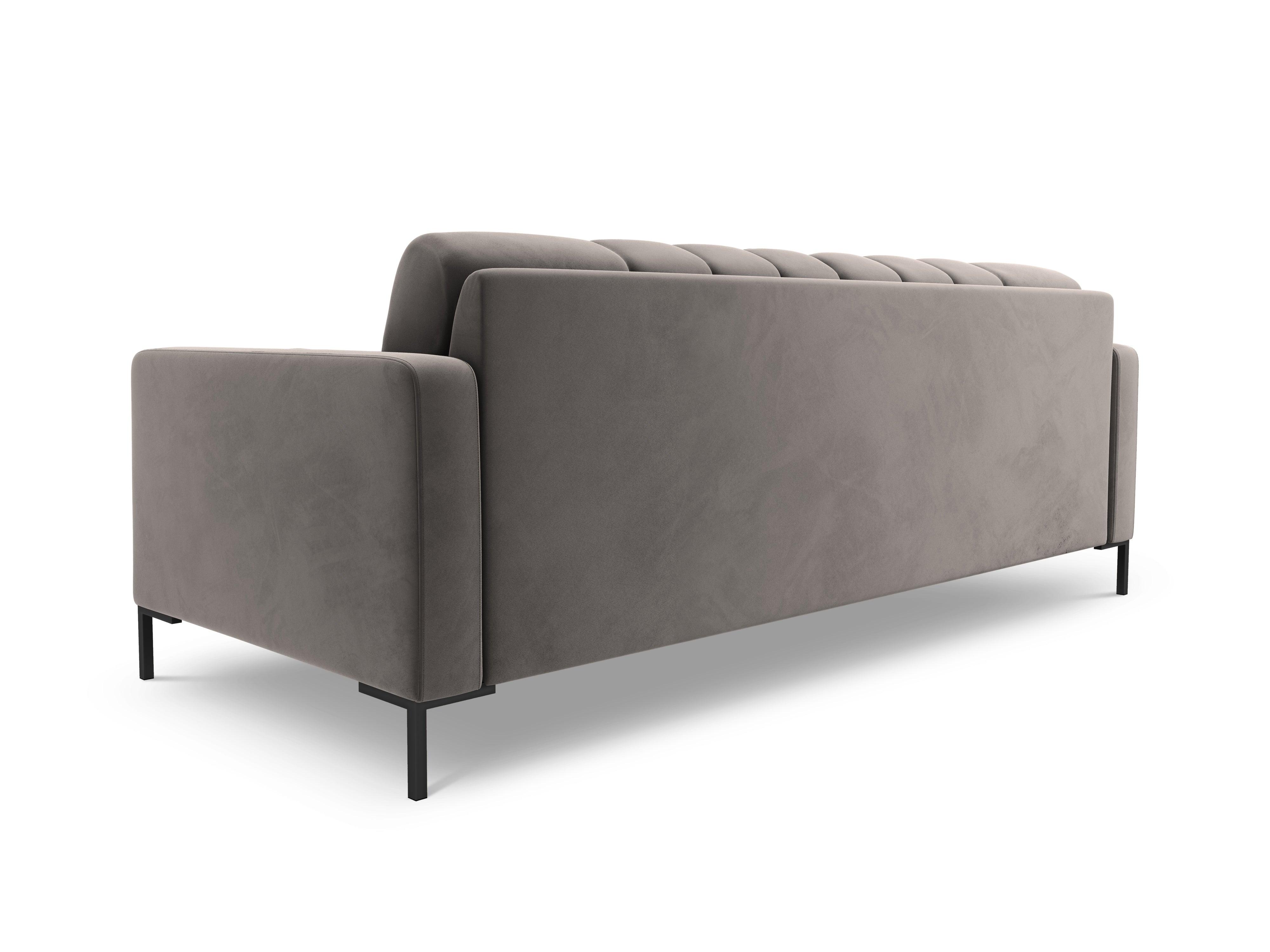 Sofa aksamitna 4-osobowa BALI jasnoszary z czarną podstawą Cosmopolitan Design    Eye on Design