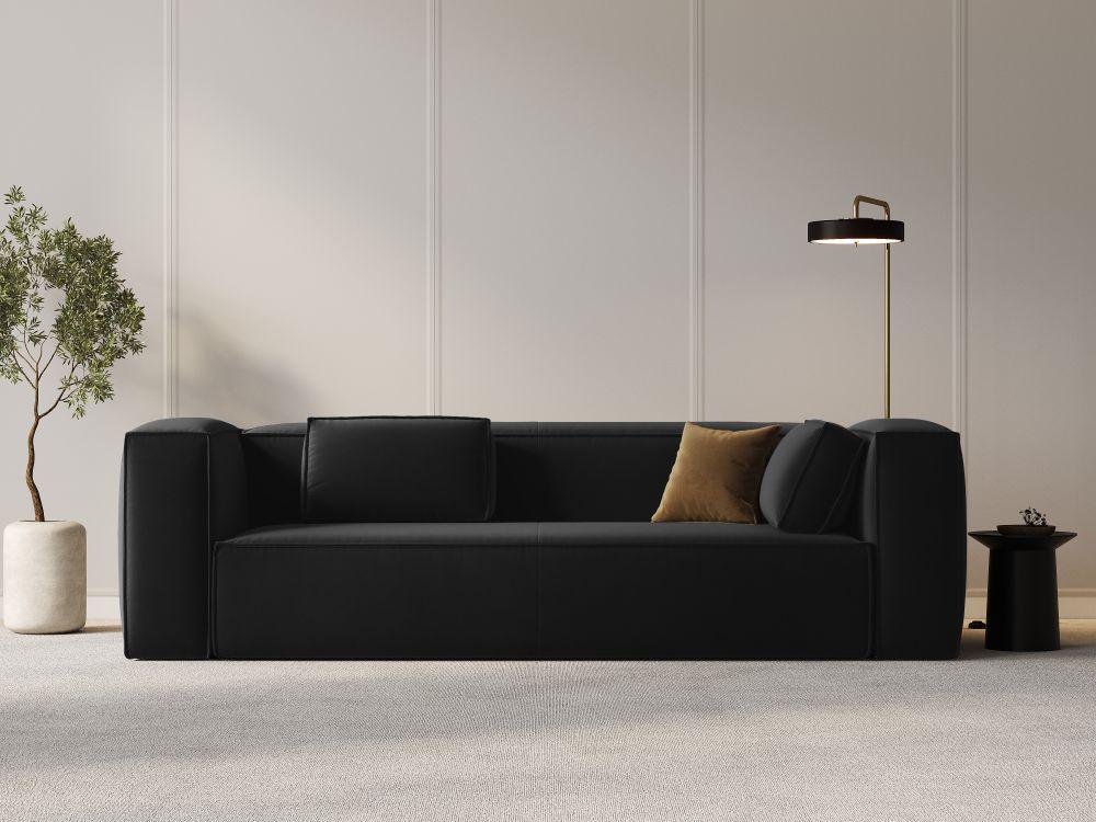 Sofa aksamitna 4-osobowa MACKAY czarny Cosmopolitan Design    Eye on Design