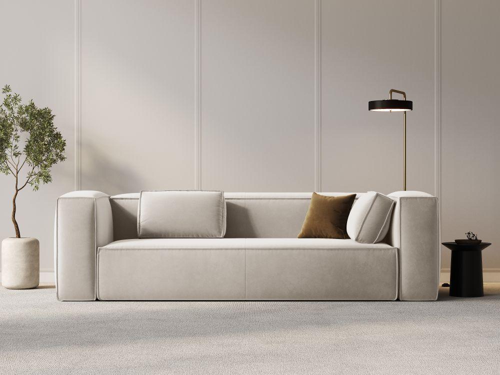 Sofa aksamitna 4-osobowa MACKAY jasnobeżowy Cosmopolitan Design    Eye on Design