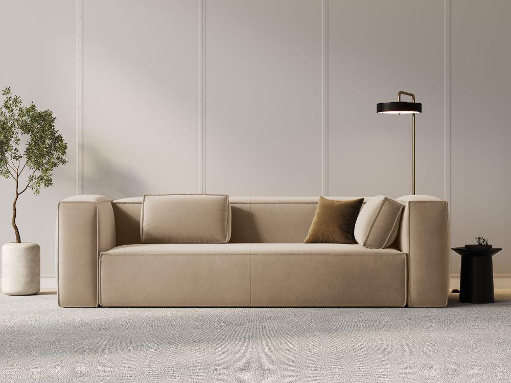 Sofa aksamitna 4-osobowa MACKAY piaskowy Cosmopolitan Design    Eye on Design