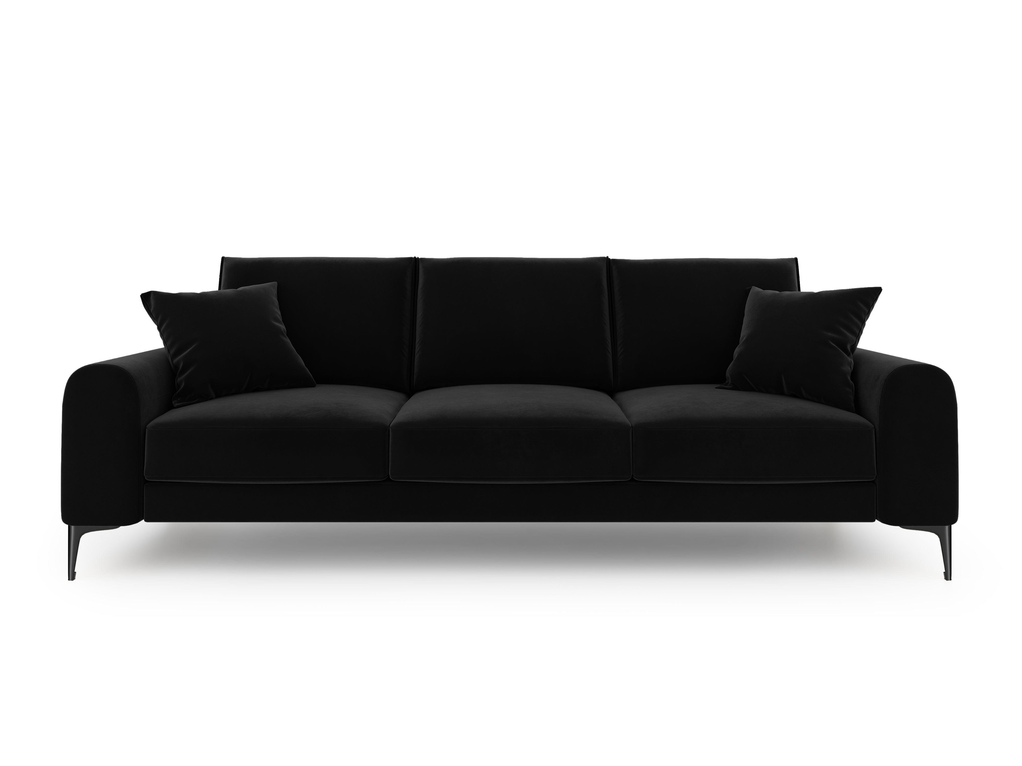 Sofa aksamitna 4-osobowa MADARA czarny z czarną podstawą Mazzini Sofas    Eye on Design