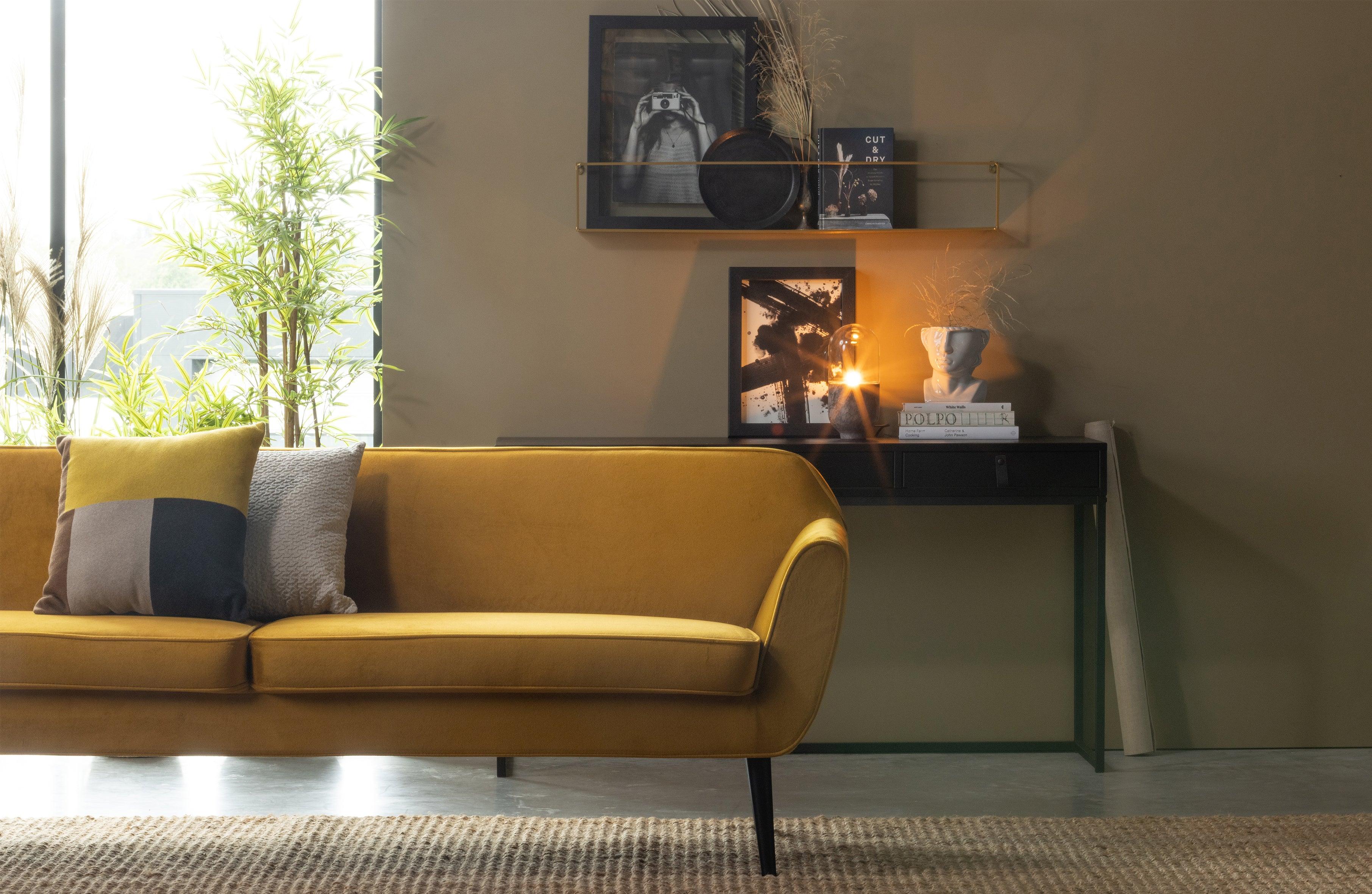Sofa aksamitna 4-osobowa ROCCO musztardowy Woood    Eye on Design