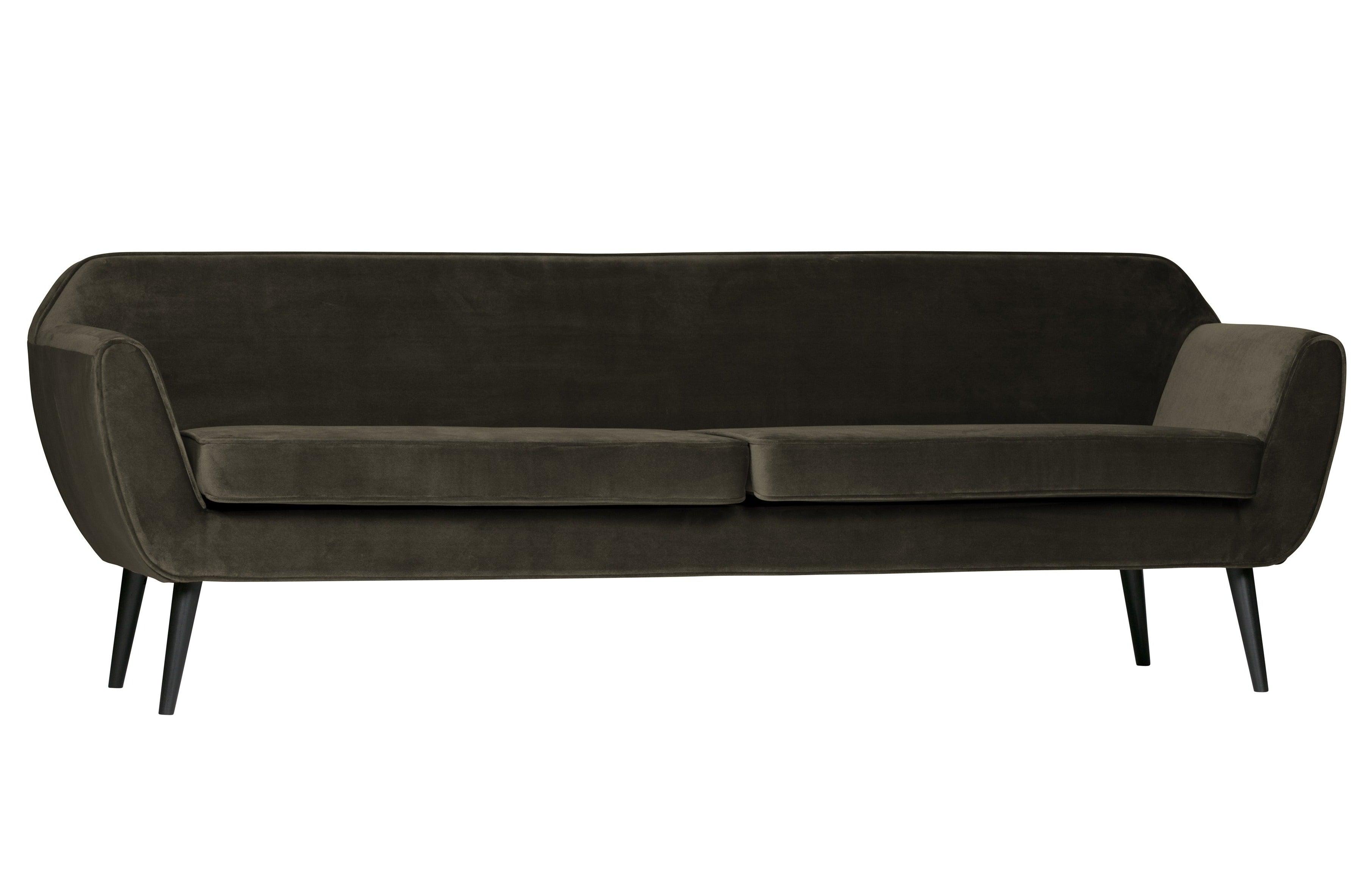 Sofa aksamitna 4-osobowa ROCCO oliwkowy Woood    Eye on Design