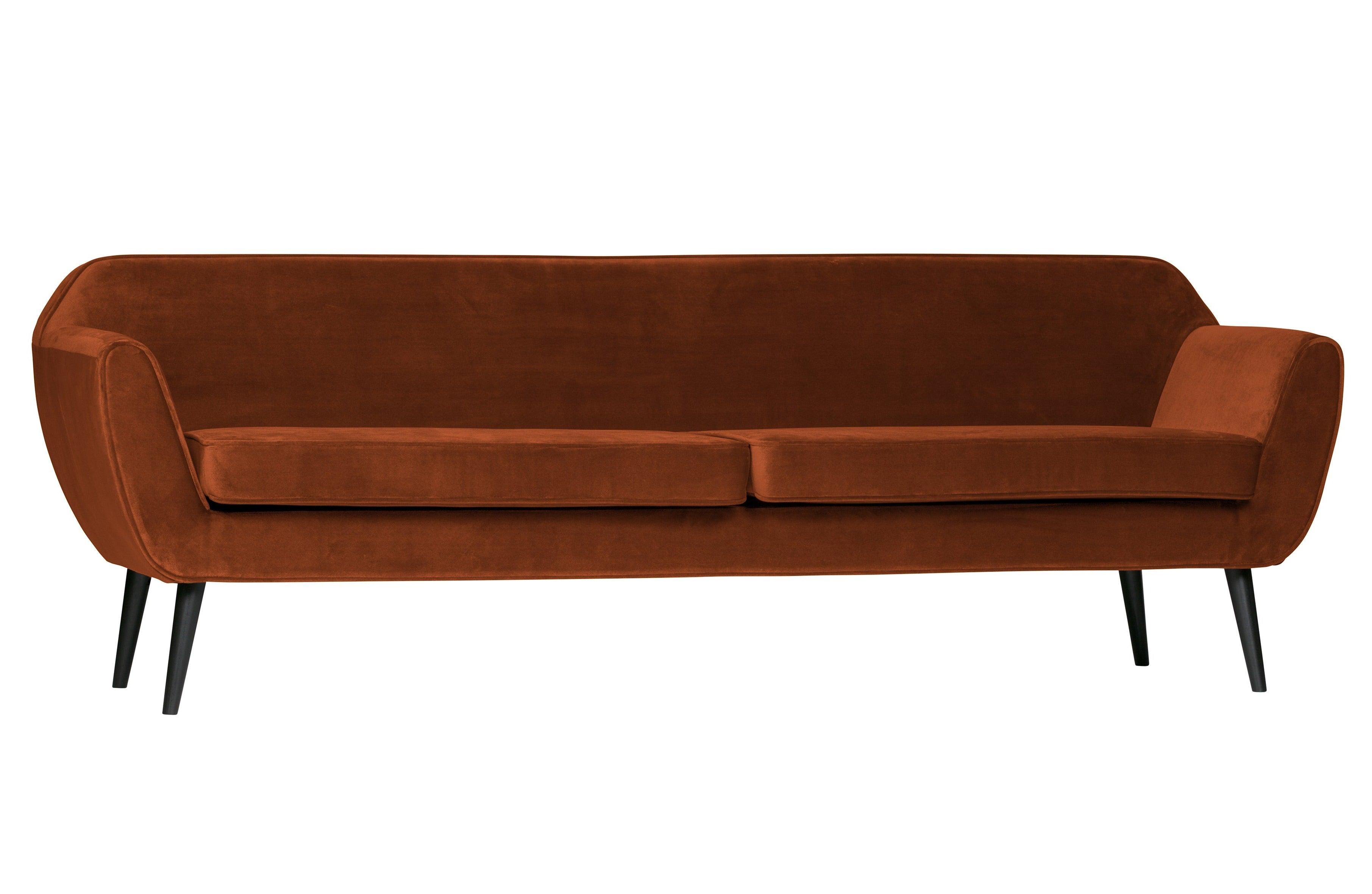 Sofa aksamitna 4-osobowa ROCCO terracotta Woood    Eye on Design