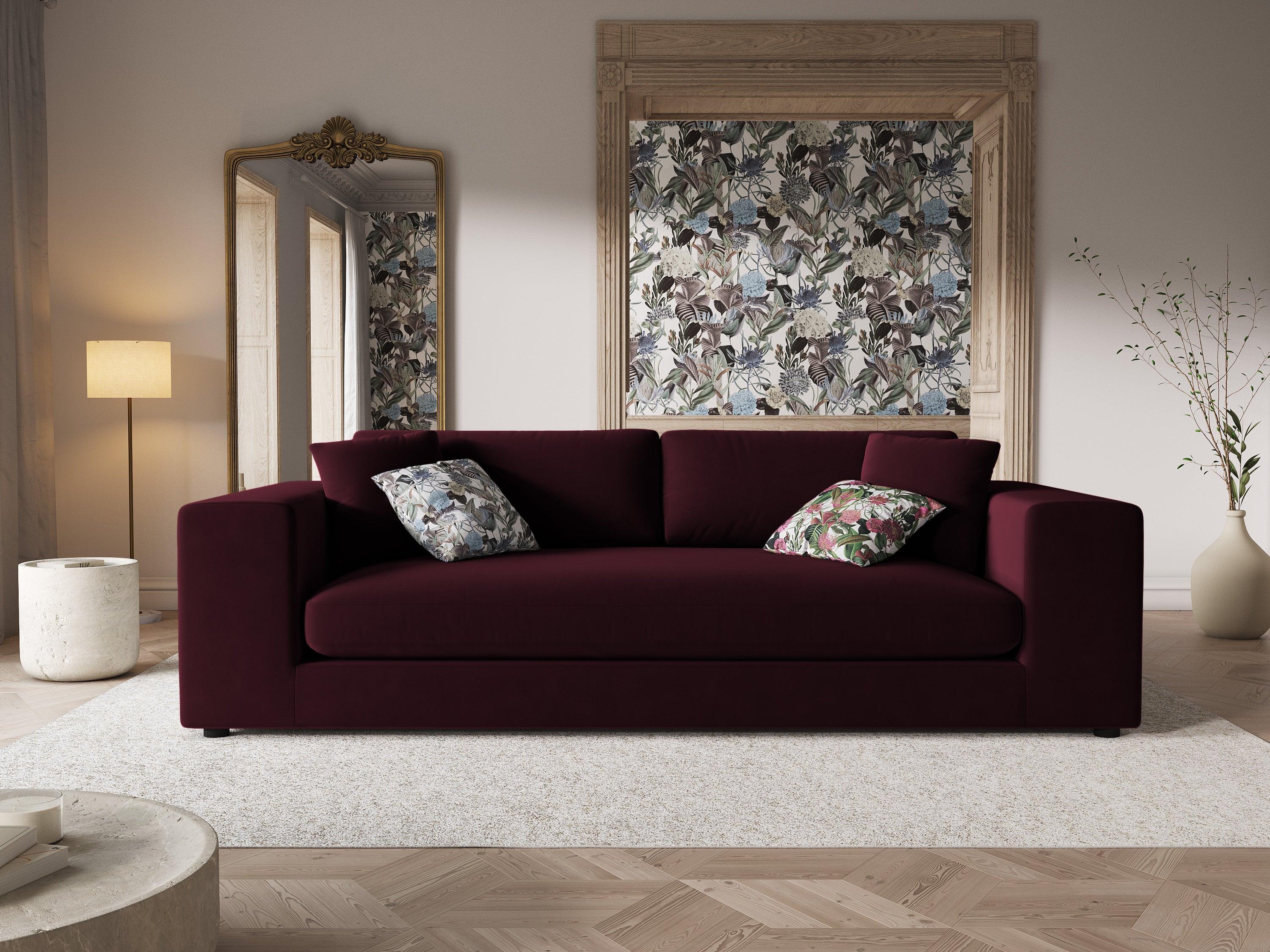 Sofa aksamitna 4-osobowa TENDANCE burgundowy CXL by Christian Lacroix    Eye on Design