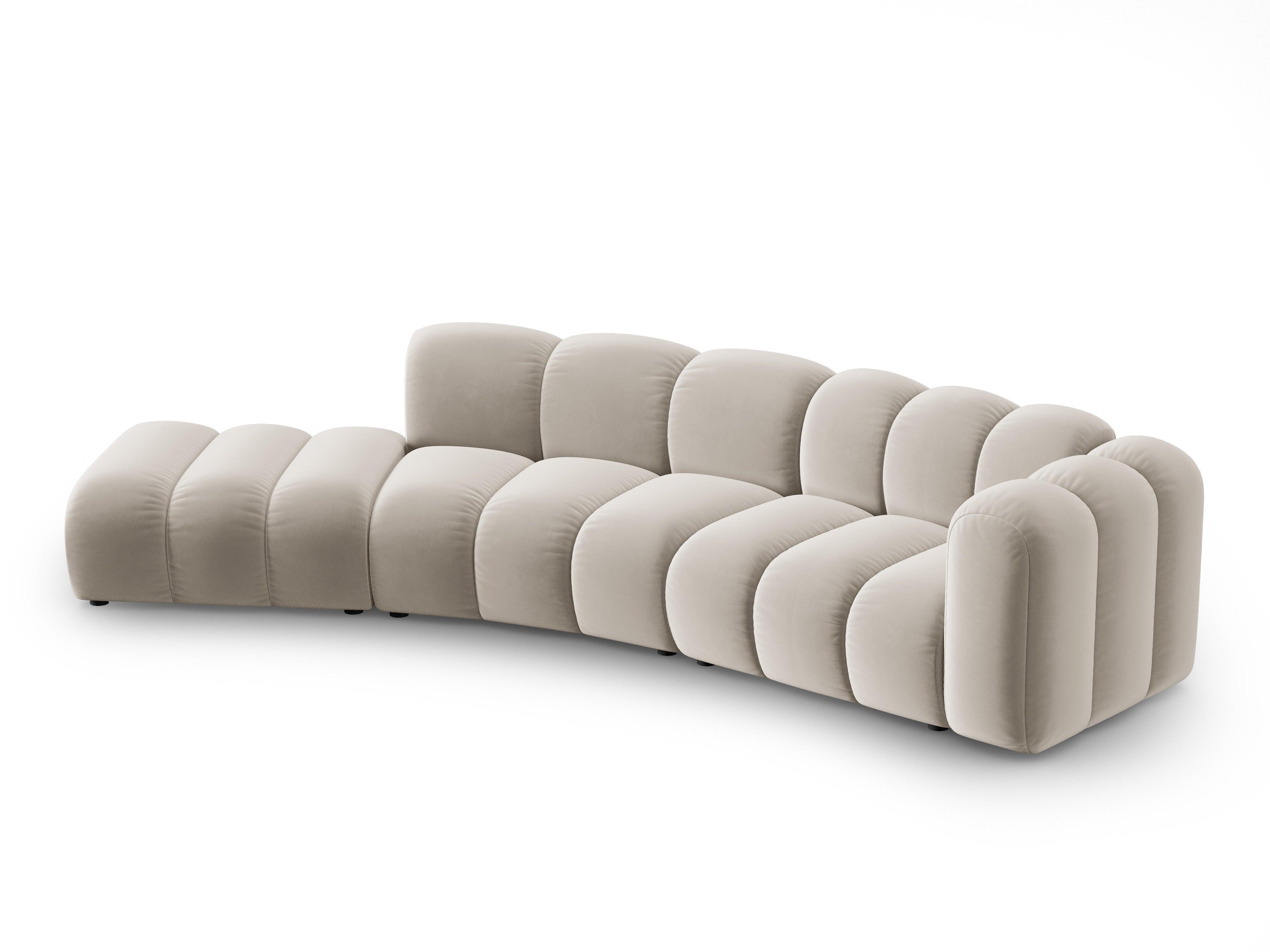 Sofa aksamitna 5-osobowa lewostronna SKYLER beżowy Interieurs 86    Eye on Design