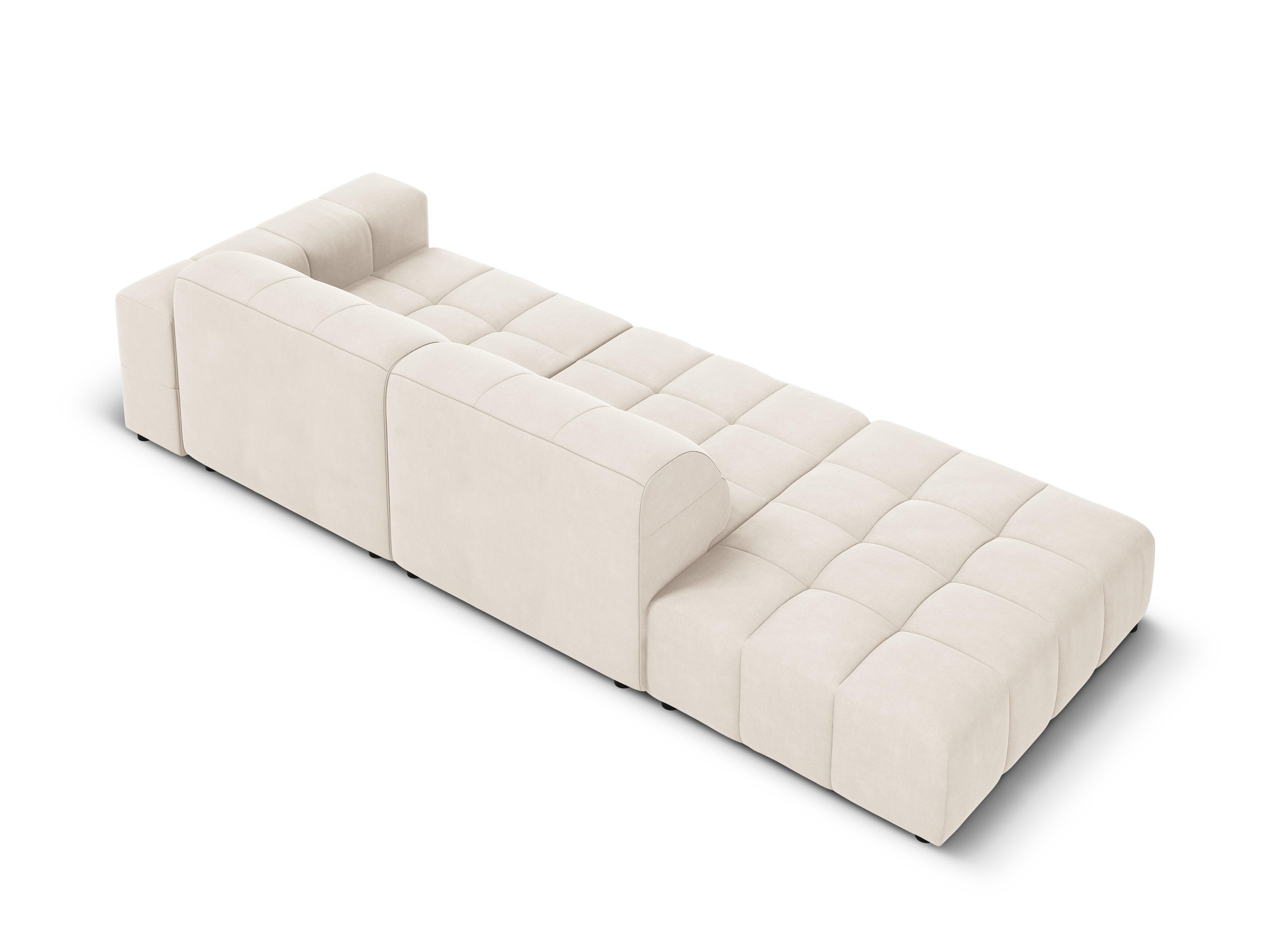 Sofa aksamitna lewostronna 3-osobowa CHICAGO jasnobeżowy Cosmopolitan Design    Eye on Design