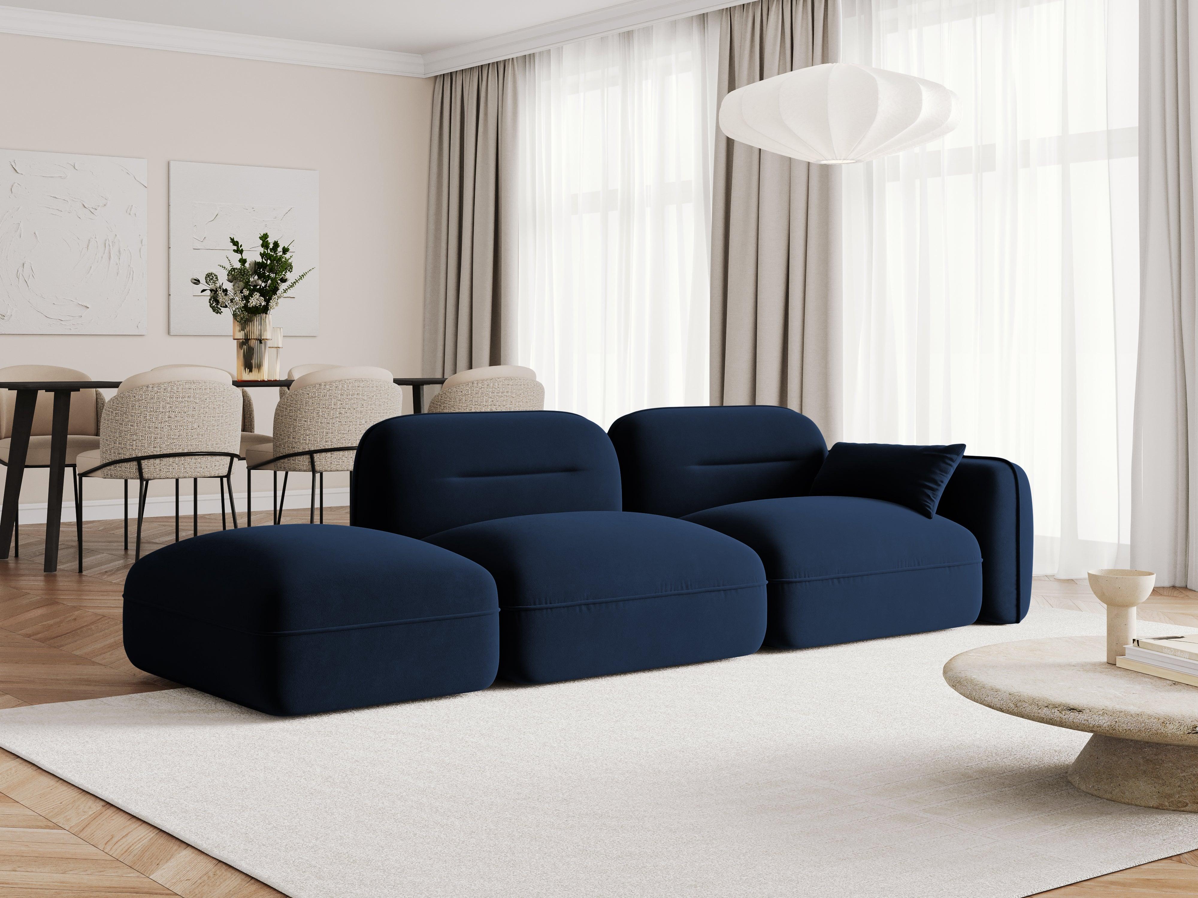 Sofa modułowa aksamitna lewostronna 3-osobowa SYDNEY granat królewski Cosmopolitan Design    Eye on Design