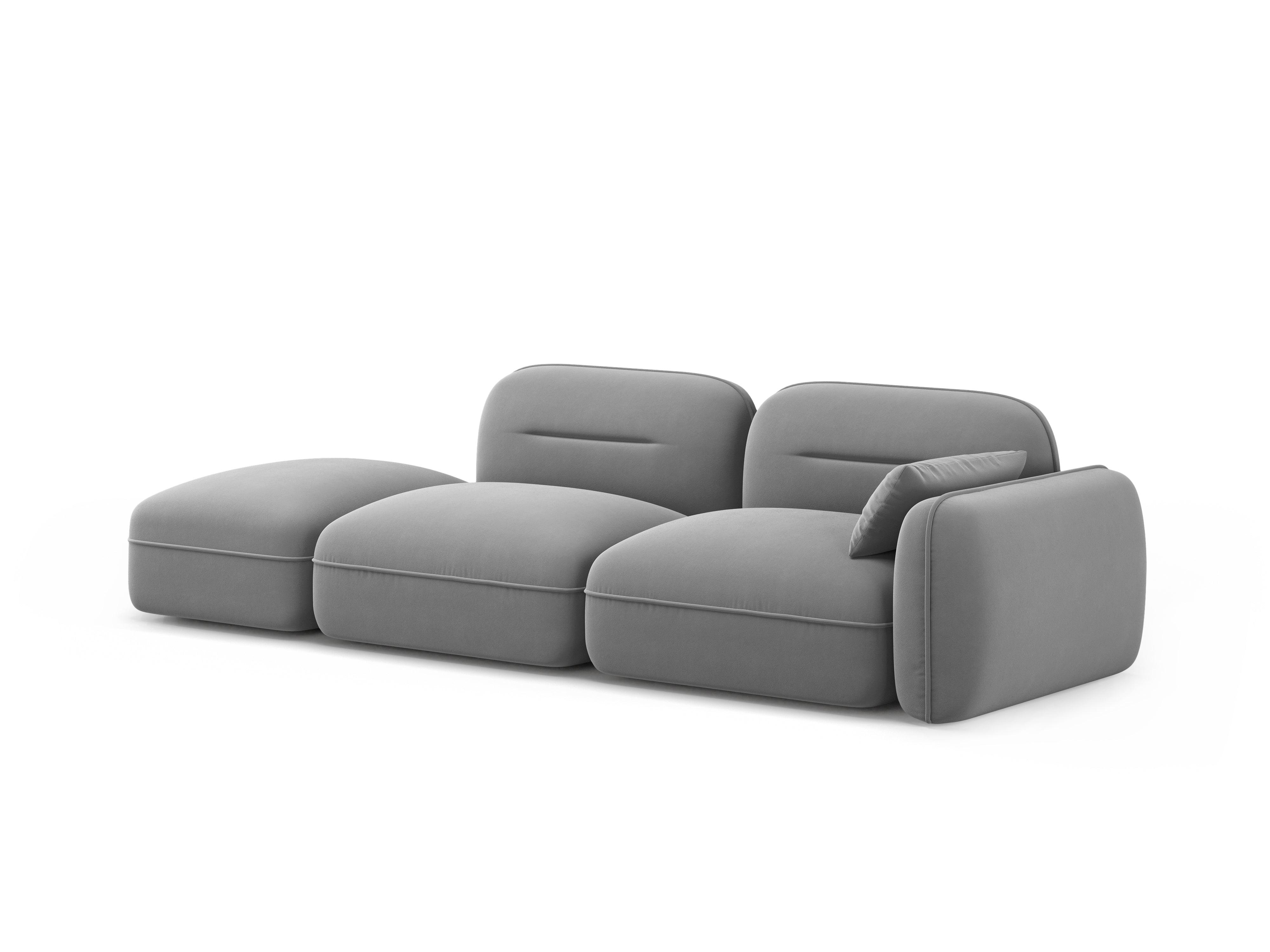 Sofa modułowa aksamitna lewostronna 3-osobowa SYDNEY jasnoszary Cosmopolitan Design    Eye on Design