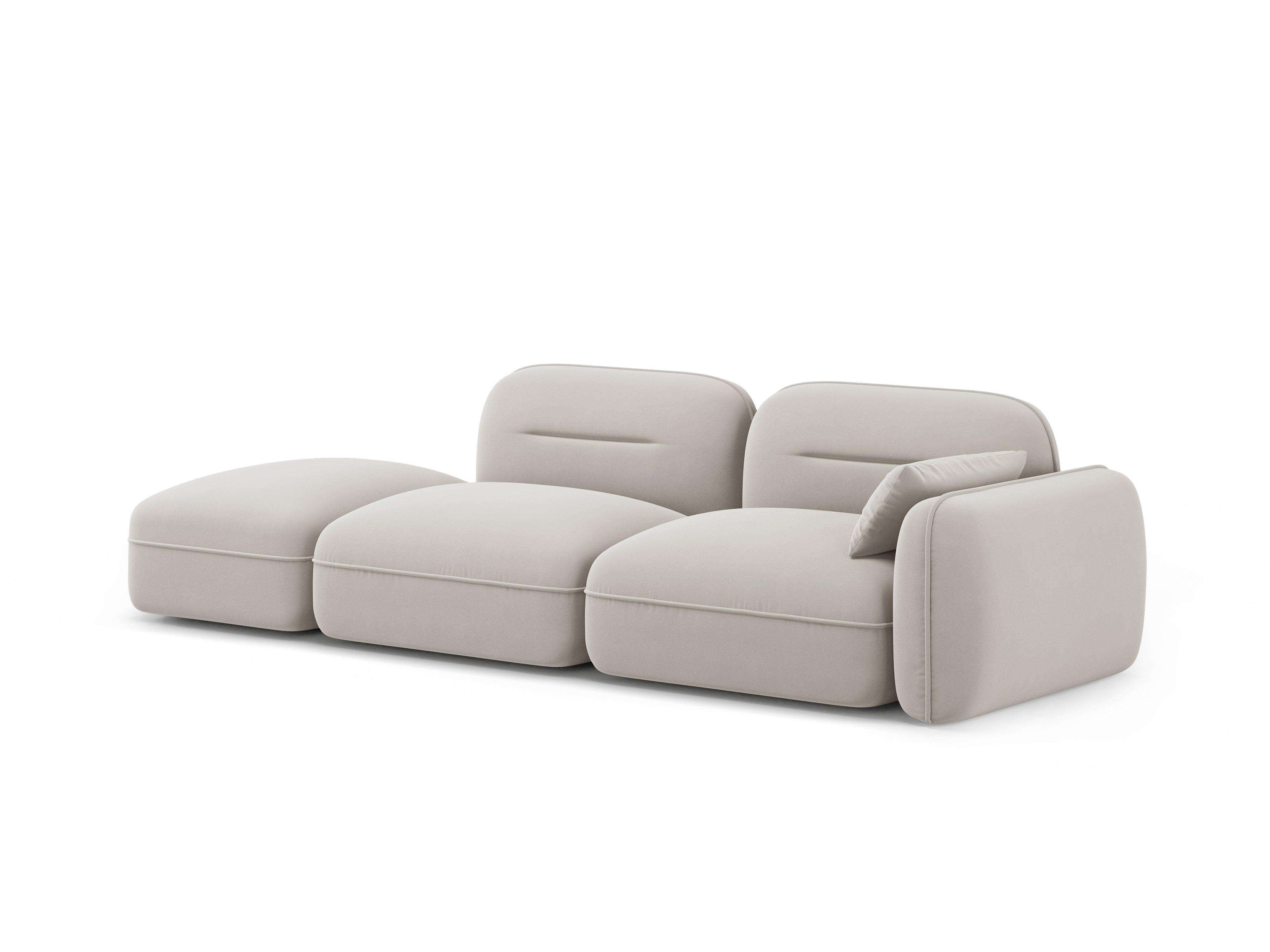 Sofa modułowa aksamitna lewostronna 3-osobowa SYDNEY kość słoniowa Cosmopolitan Design    Eye on Design