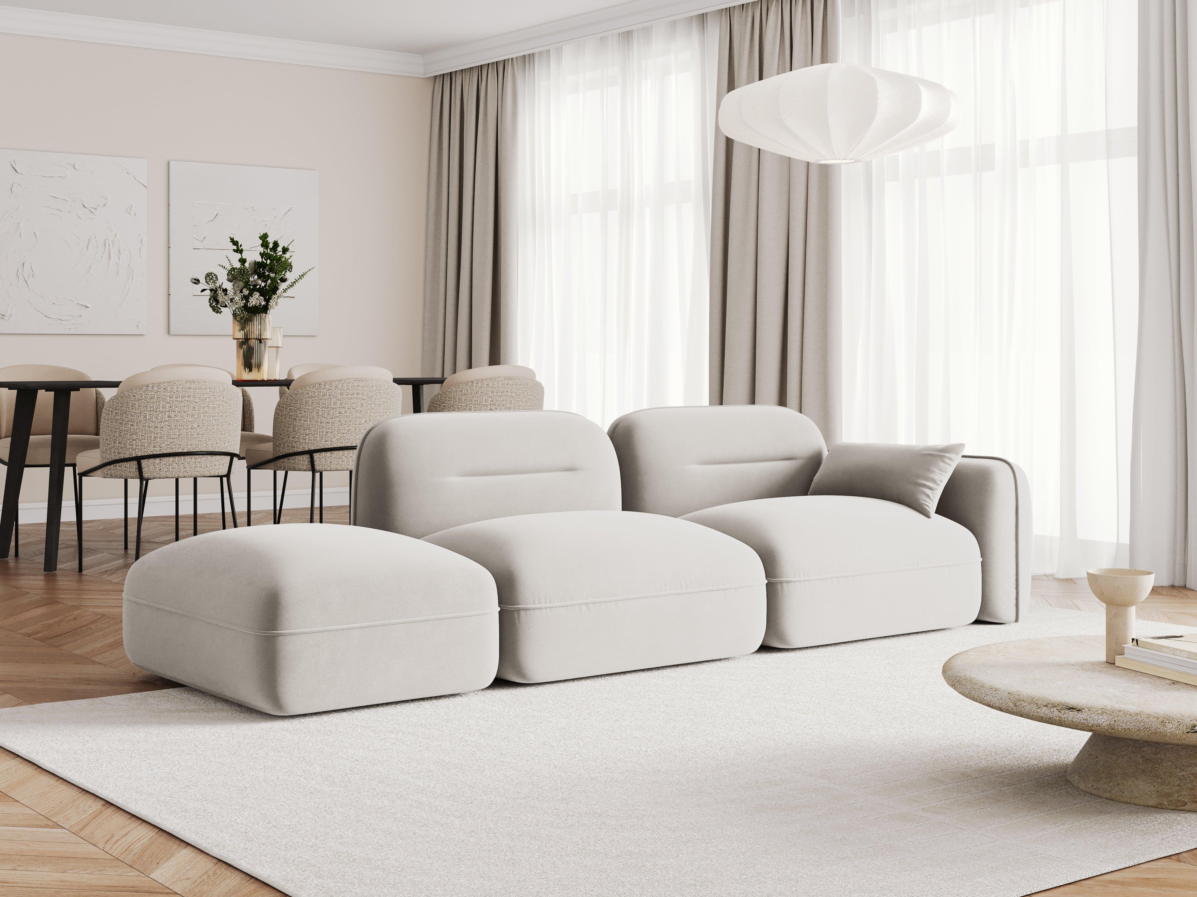 Sofa modułowa aksamitna lewostronna 3-osobowa SYDNEY kość słoniowa Cosmopolitan Design    Eye on Design