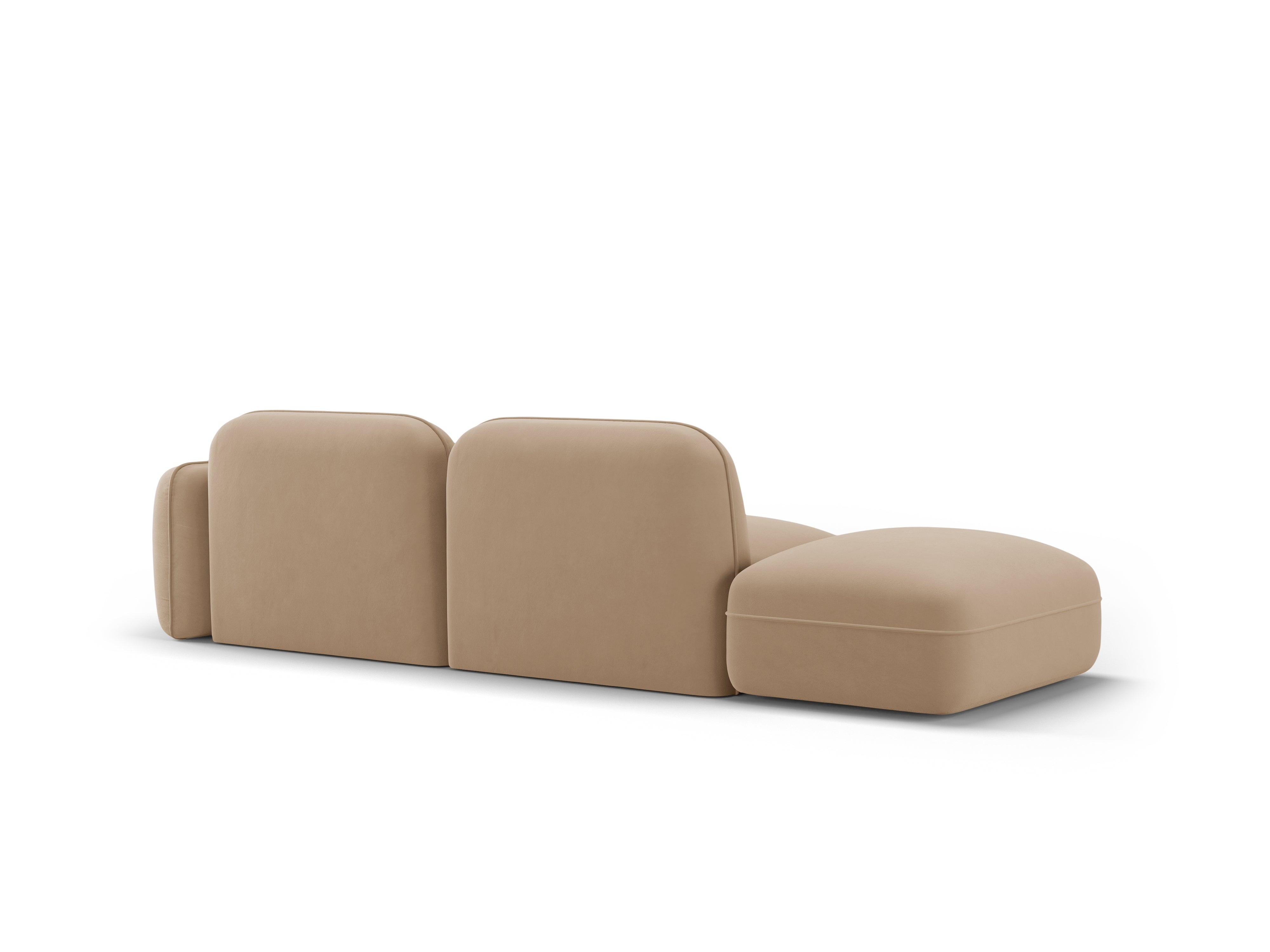 Sofa modułowa aksamitna lewostronna 3-osobowa SYDNEY piaskowy Cosmopolitan Design    Eye on Design