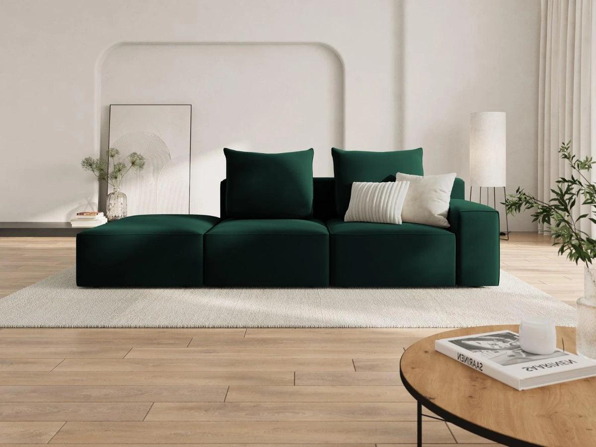 Sofa aksamitna lewostronna 4-osobowa IVY butelkowa zieleń Mazzini Sofas    Eye on Design