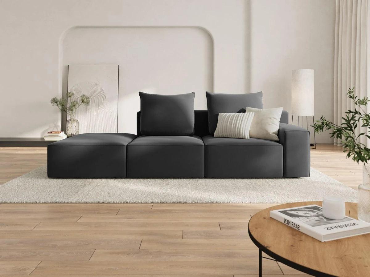 Sofa aksamitna lewostronna 4-osobowa IVY ciemnoszary Mazzini Sofas    Eye on Design