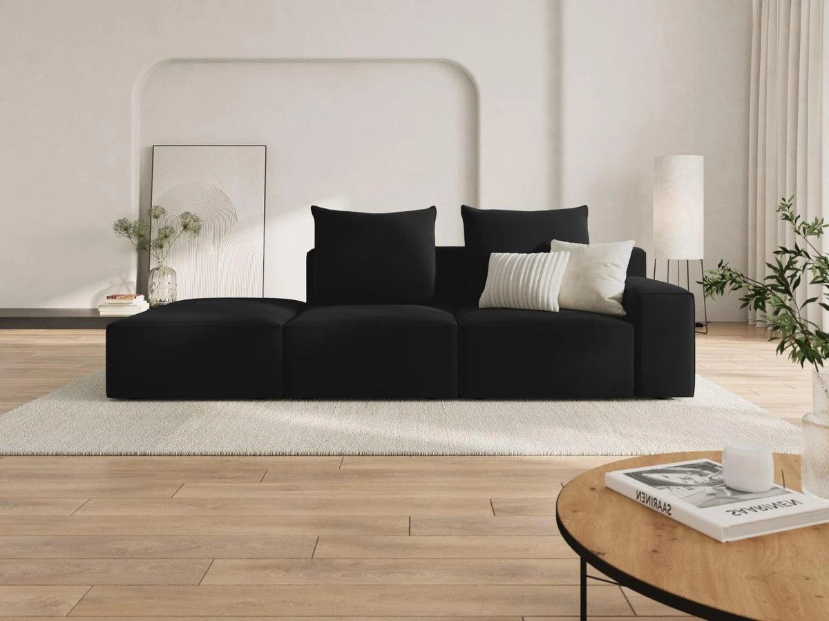 Sofa aksamitna lewostronna 4-osobowa IVY czarny Mazzini Sofas    Eye on Design