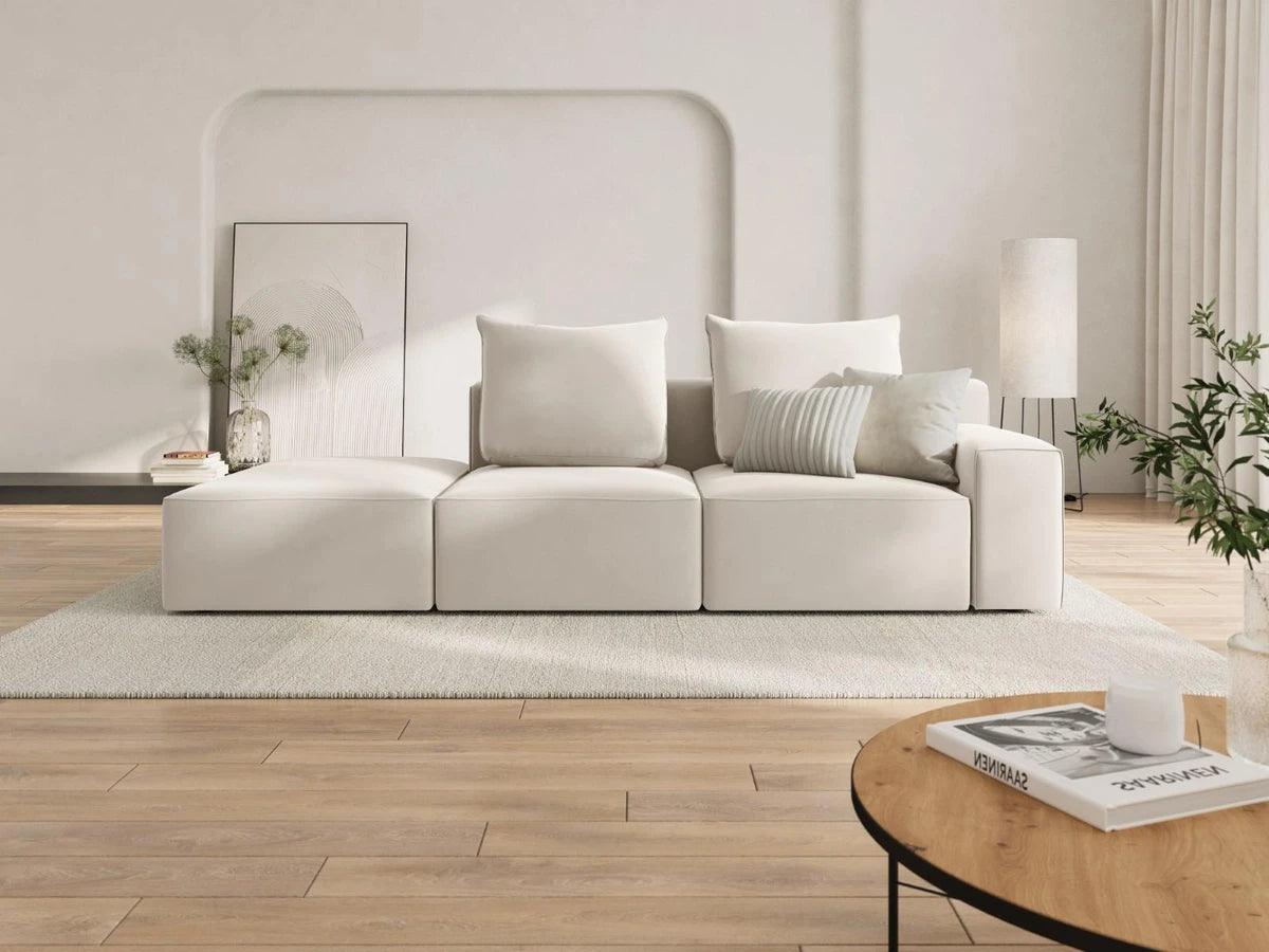 Sofa aksamitna lewostronna 4-osobowa IVY jasnobeżowy Mazzini Sofas    Eye on Design