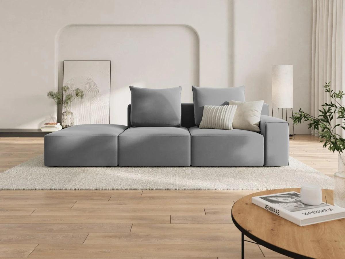 Sofa aksamitna lewostronna 4-osobowa IVY jasnoszary Mazzini Sofas    Eye on Design