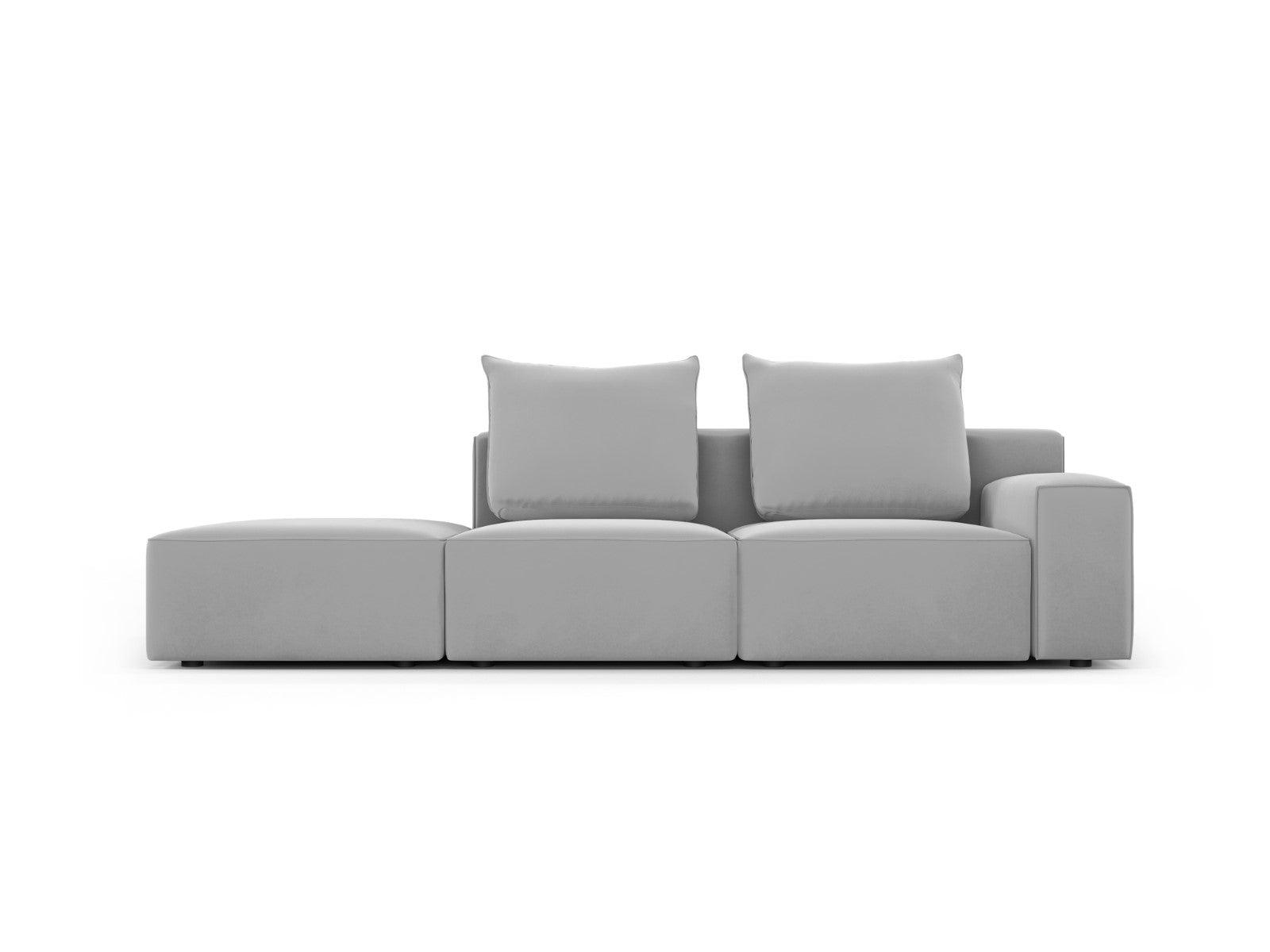 Sofa aksamitna lewostronna 4-osobowa IVY jasnoszary Mazzini Sofas    Eye on Design