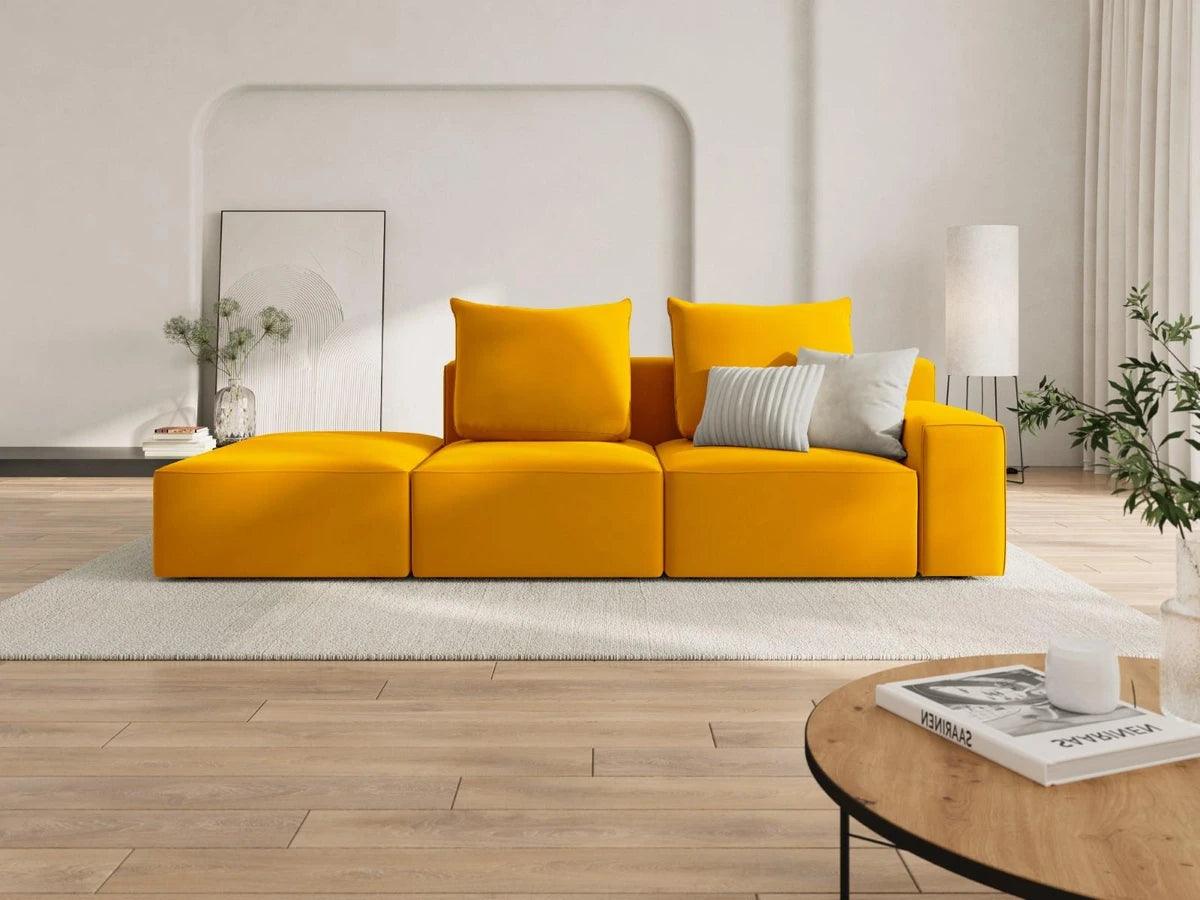 Sofa aksamitna lewostronna 4-osobowa IVY żółty Mazzini Sofas    Eye on Design