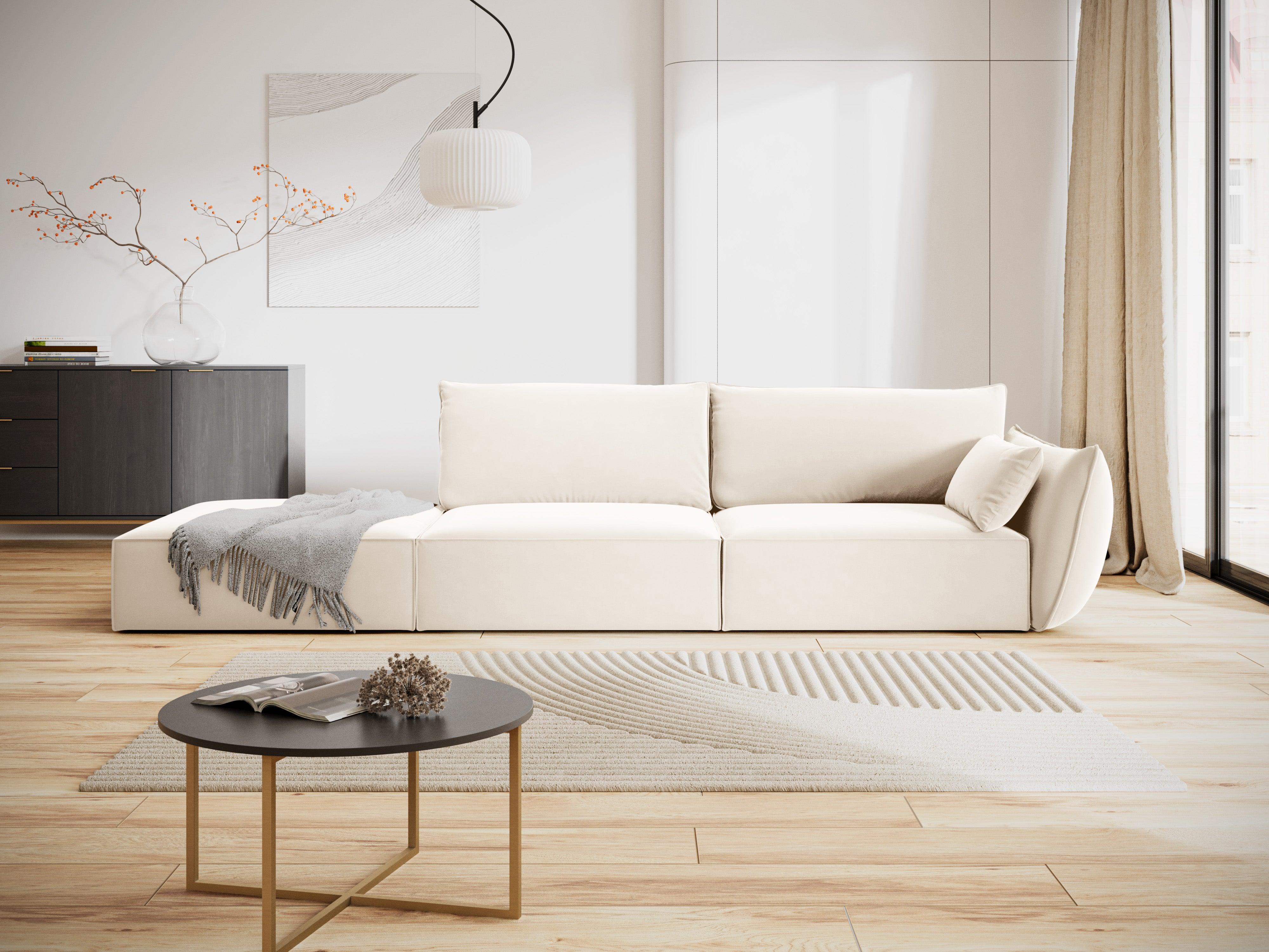 Sofa aksamitna lewostronna otwarta VANDA beżowy Mazzini Sofas    Eye on Design