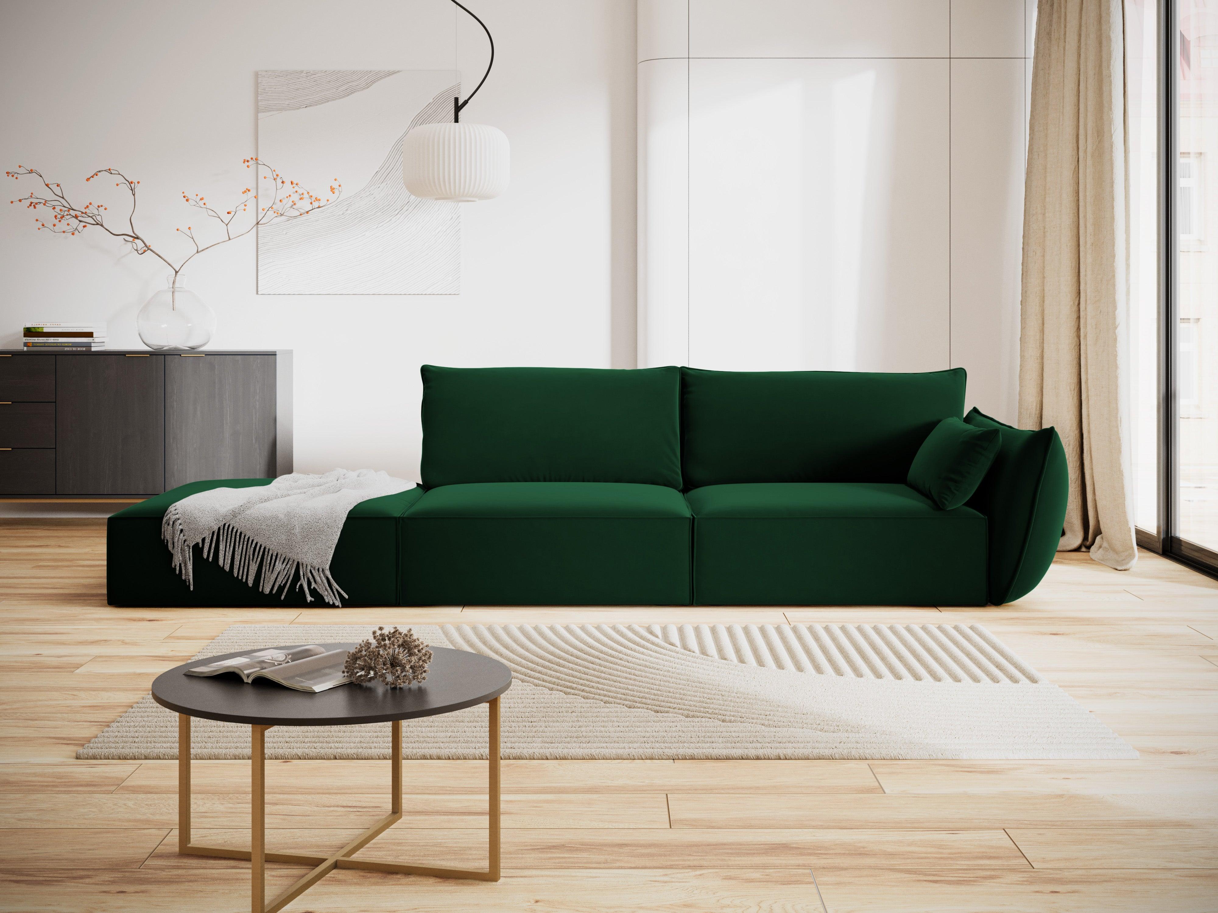 Sofa aksamitna lewostronna otwarta VANDA butelkowa zieleń Mazzini Sofas    Eye on Design