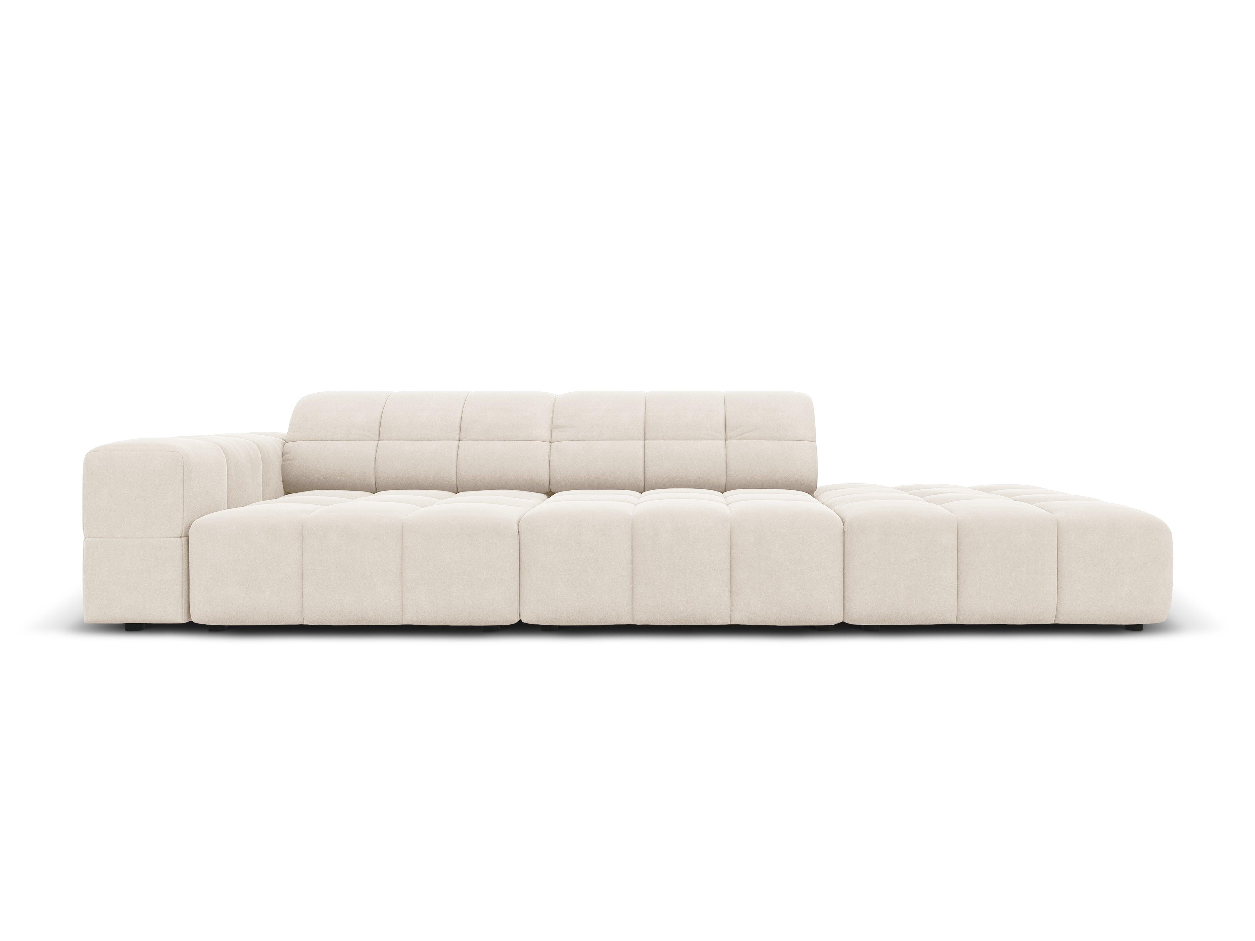 Sofa aksamitna prawostronna 3-osobowa CHICAGO jasnobeżowy Cosmopolitan Design    Eye on Design