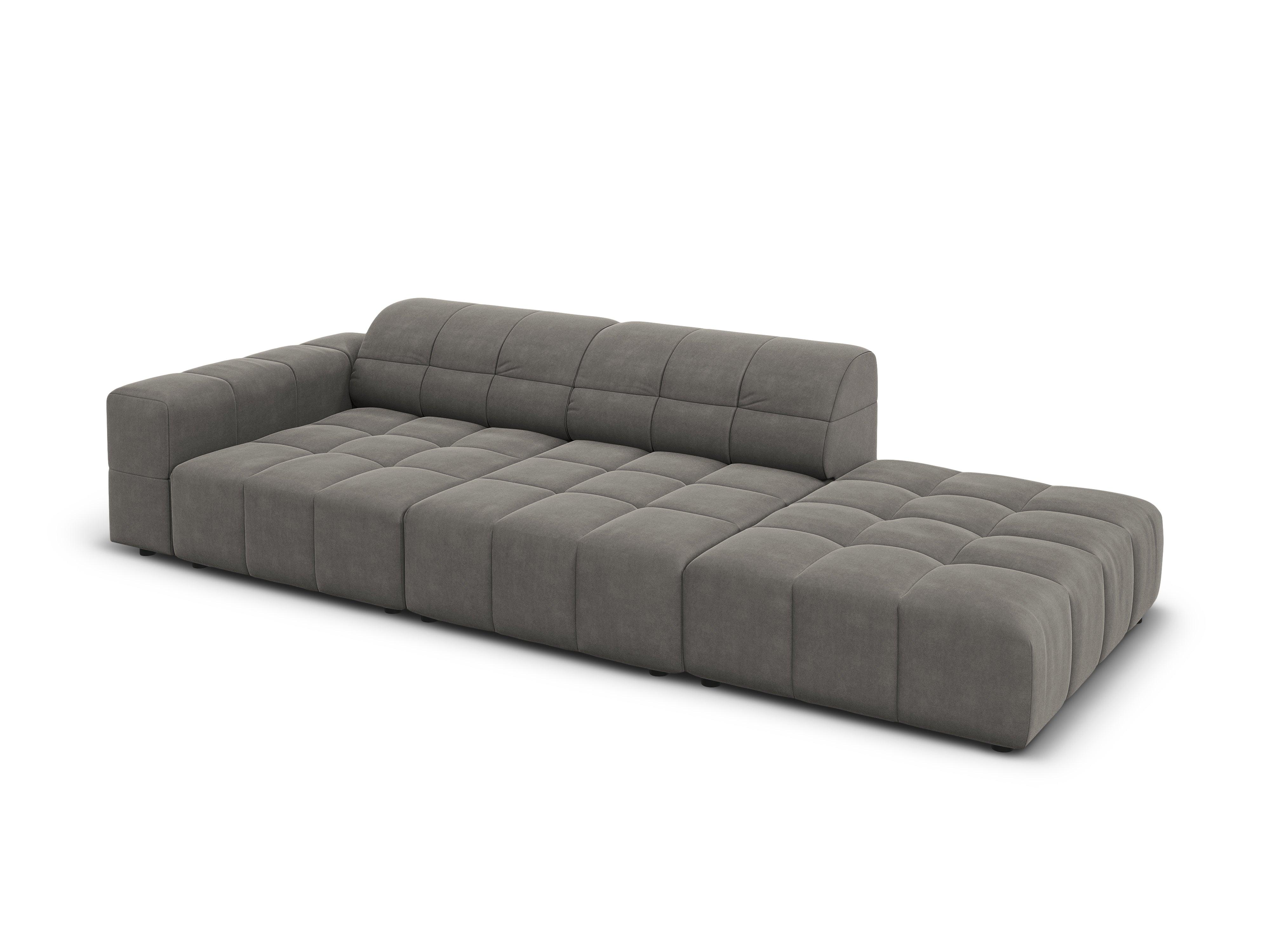 Sofa aksamitna prawostronna 3-osobowa CHICAGO szary Cosmopolitan Design    Eye on Design